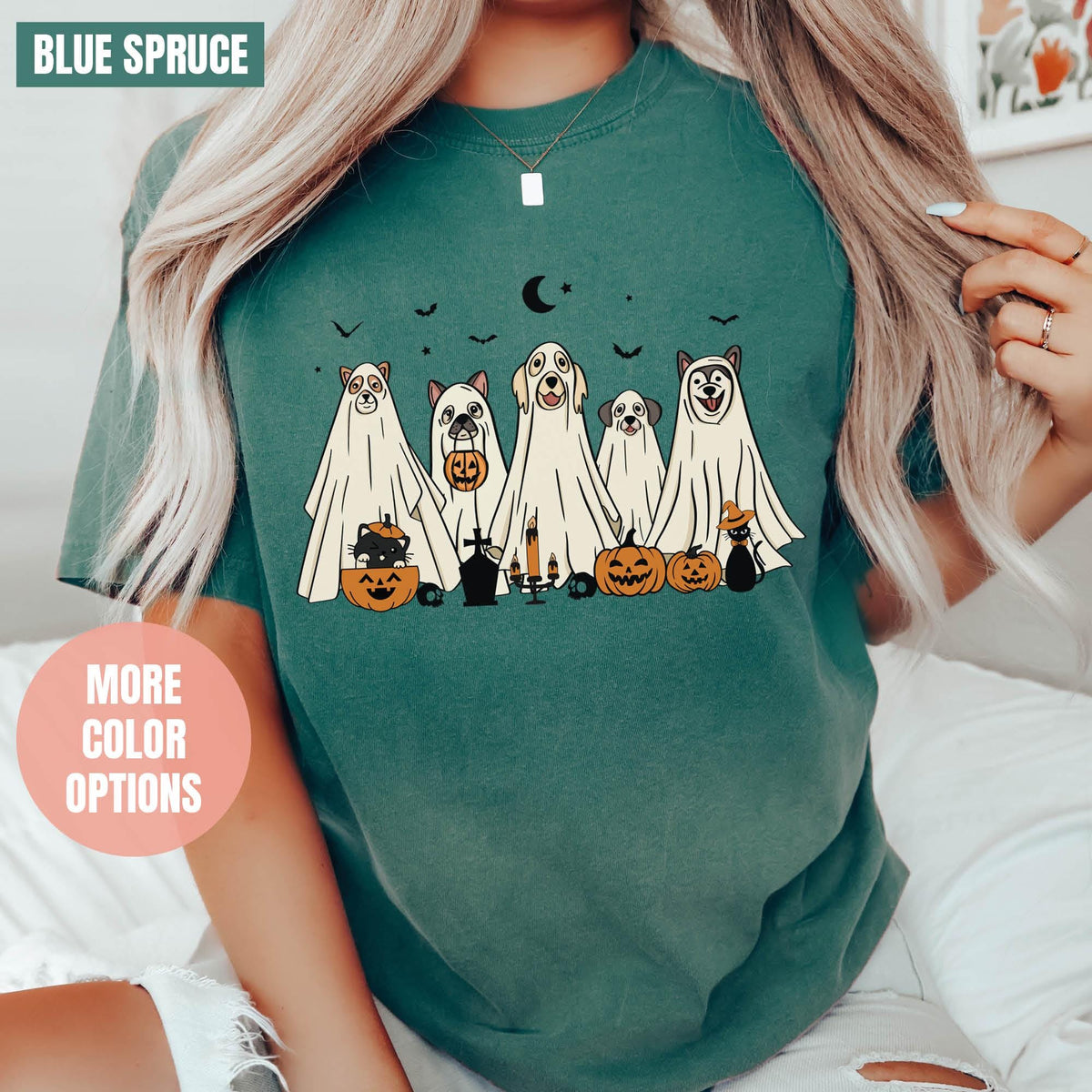Halloween Shirt, Halloween Shirt, 2024 Happy Halloween, Comfort Colors®, Retro Spooky Season, Halloween Dog Shirts, Ghost Shirts, Ghost Dog