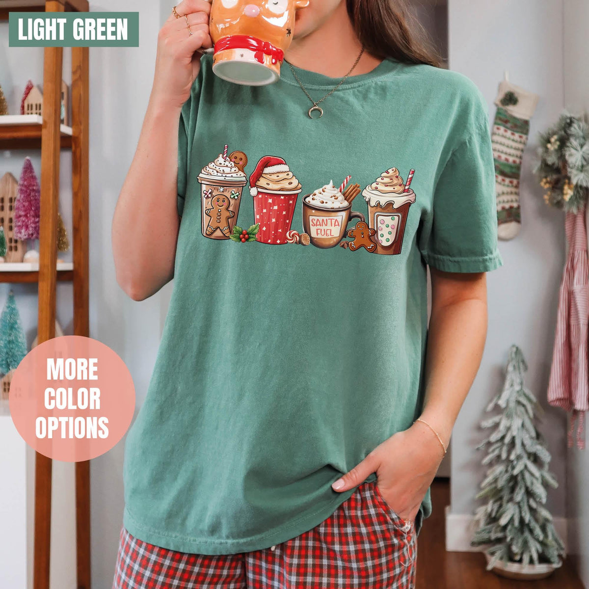Gingerbread Christmas Coffee Shirt, Christmas Coffee Shirt, Comfort Colors®, Coffee Lover Gift, Women Holiday Shirt, Xmas Shirt, Latte Drink