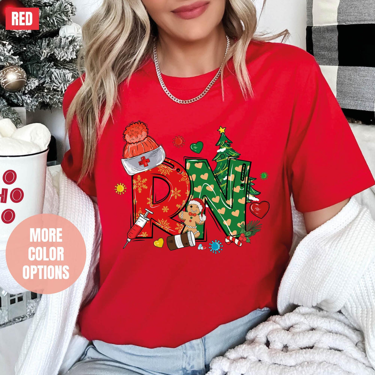 Christmas RN Sweatshirt, Registered Nurse Holiday Sweatshirt, RN Festive Sweatshirts, RN Sweatshirts, Registered Nurse Christmas Sweatshirt