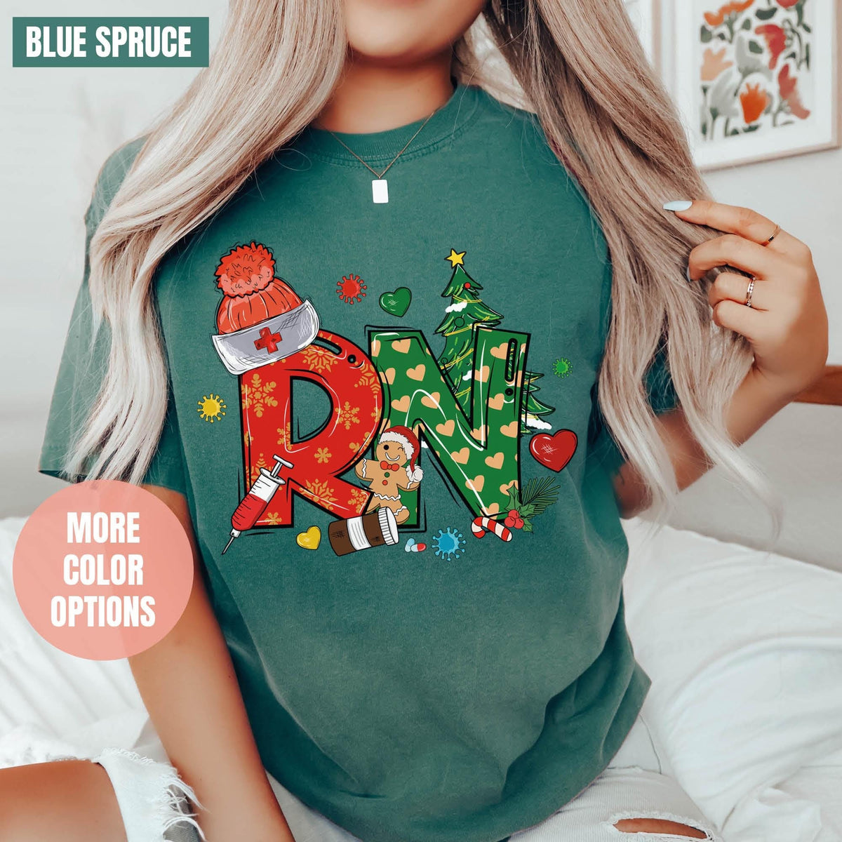 Christmas RN Shirt, Registered Nurse Holiday Shirt, Comfort Colors®, RN Festive Shirt, RN Shirt, Registered Nurse Christmas Gift, Nurse Gift