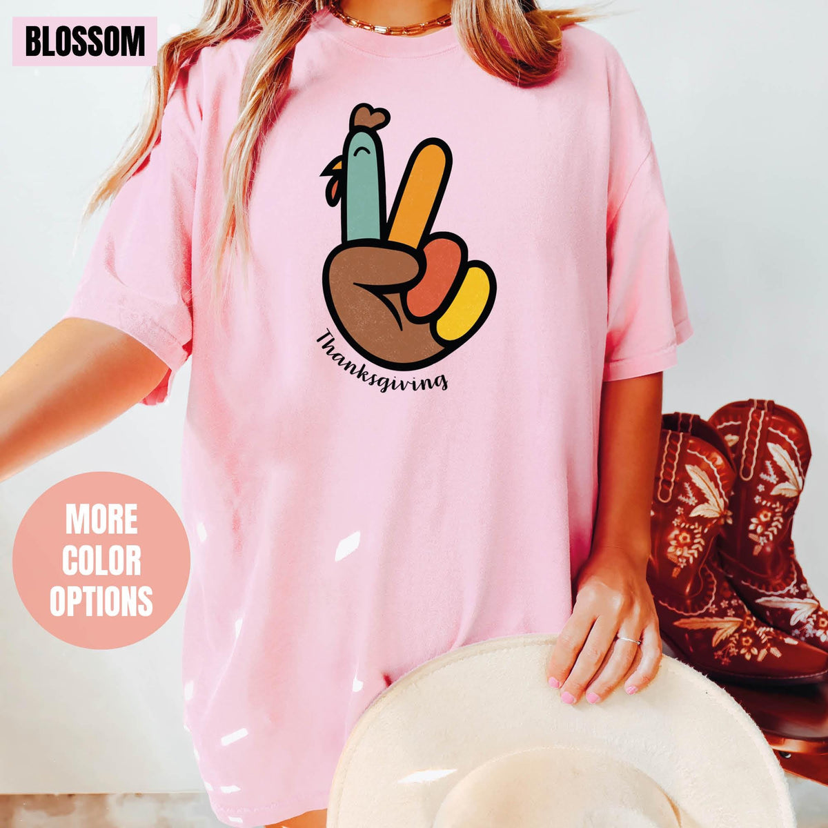 Peace Sign Turkey, Retro Thanksgiving Turkey Shirt, Comfort Colors®, Hello Thanksgiving T-shirts, Happy Thanksgiving, Gifts For Thanksgiving