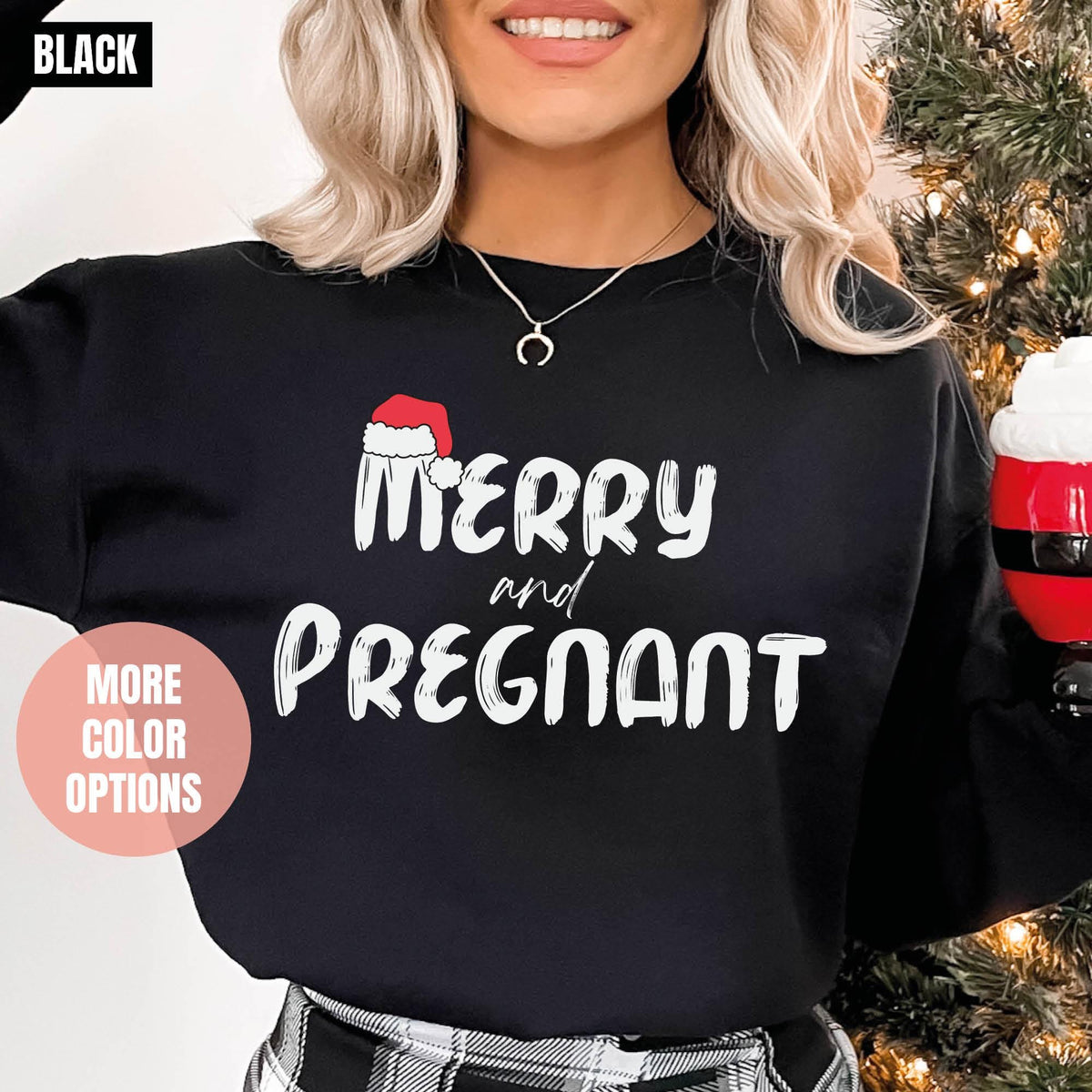 Merry And Pregnant Sweatshirt, Pregnancy Announcement Sweatshirt, Mom To Be Gift, Winter Sweatshirt, Christmas Mama Sweater, Xmas Baby Gifts