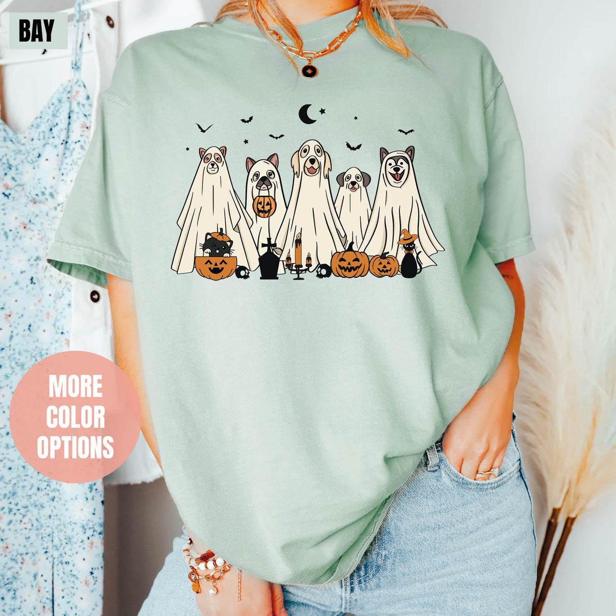 Halloween Shirt, Halloween Shirt, 2024 Happy Halloween, Comfort Colors®, Retro Spooky Season, Halloween Dog Shirts, Ghost Shirts, Ghost Dog