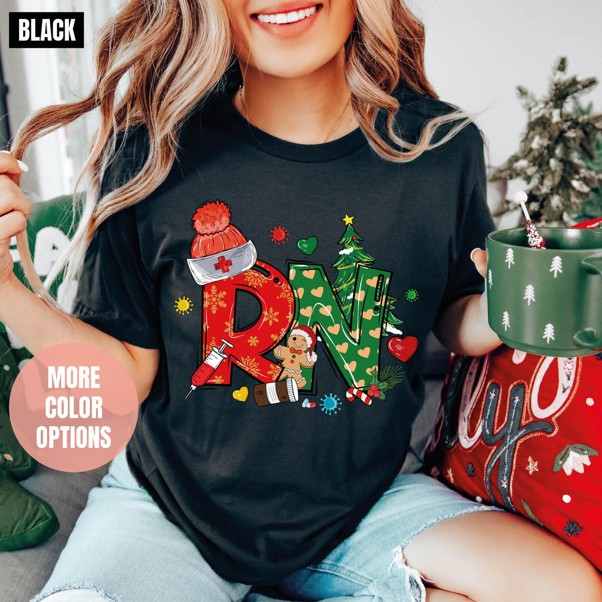 Christmas RN Sweatshirt, Registered Nurse Holiday Sweatshirt, RN Festive Sweatshirts, RN Sweatshirts, Registered Nurse Christmas Sweatshirt