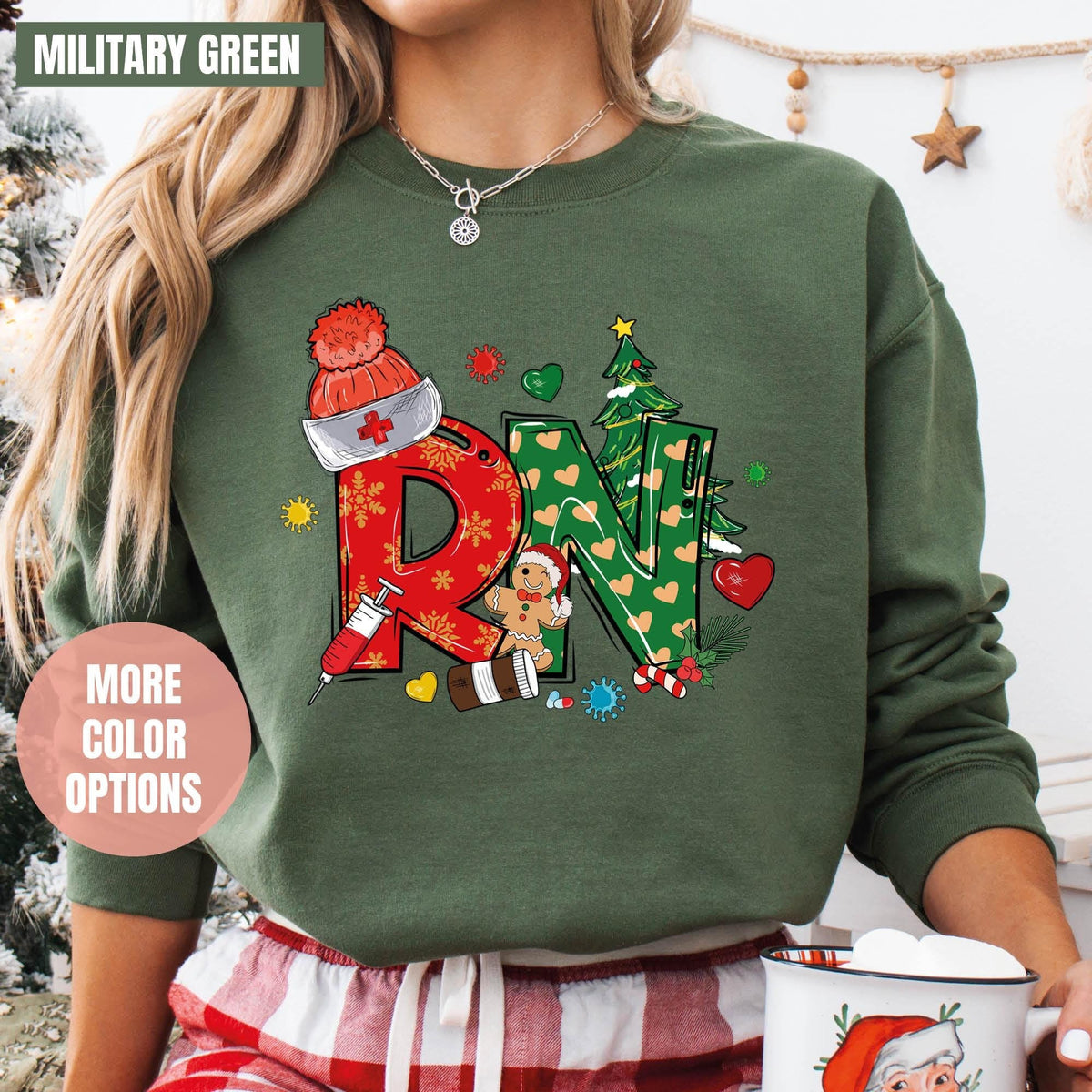 Christmas RN Sweatshirt, Registered Nurse Holiday Sweatshirt, RN Festive Sweatshirts, RN Sweatshirts, Registered Nurse Christmas Sweatshirt