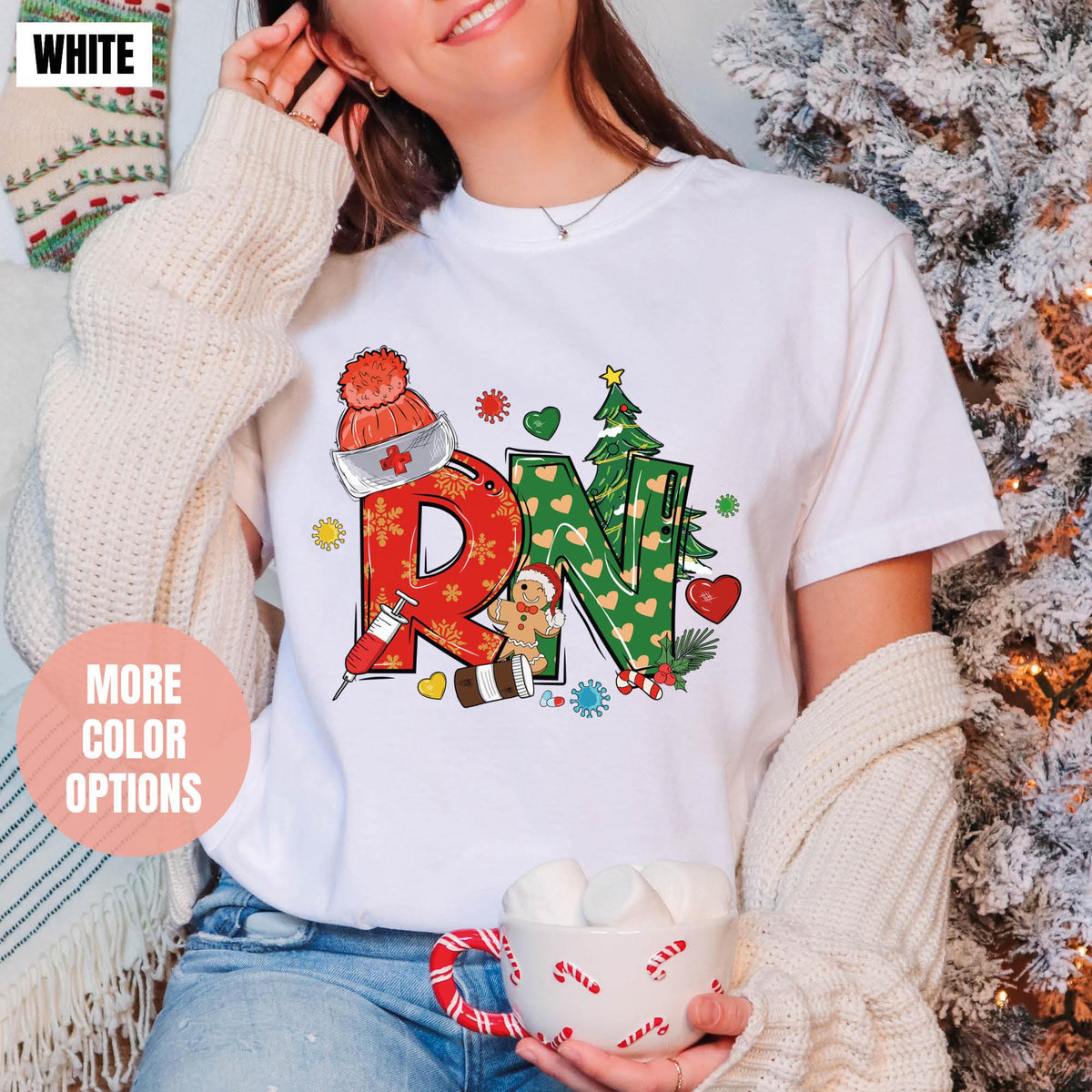 Christmas RN Shirt, Registered Nurse Holiday Shirt, Comfort Colors®, RN Festive Shirt, RN Shirt, Registered Nurse Christmas Gift, Nurse Gift