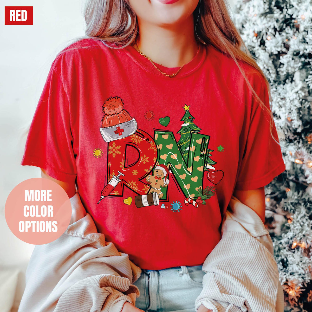 Christmas RN Shirt, Registered Nurse Holiday Shirt, Comfort Colors®, RN Festive Shirt, RN Shirt, Registered Nurse Christmas Gift, Nurse Gift