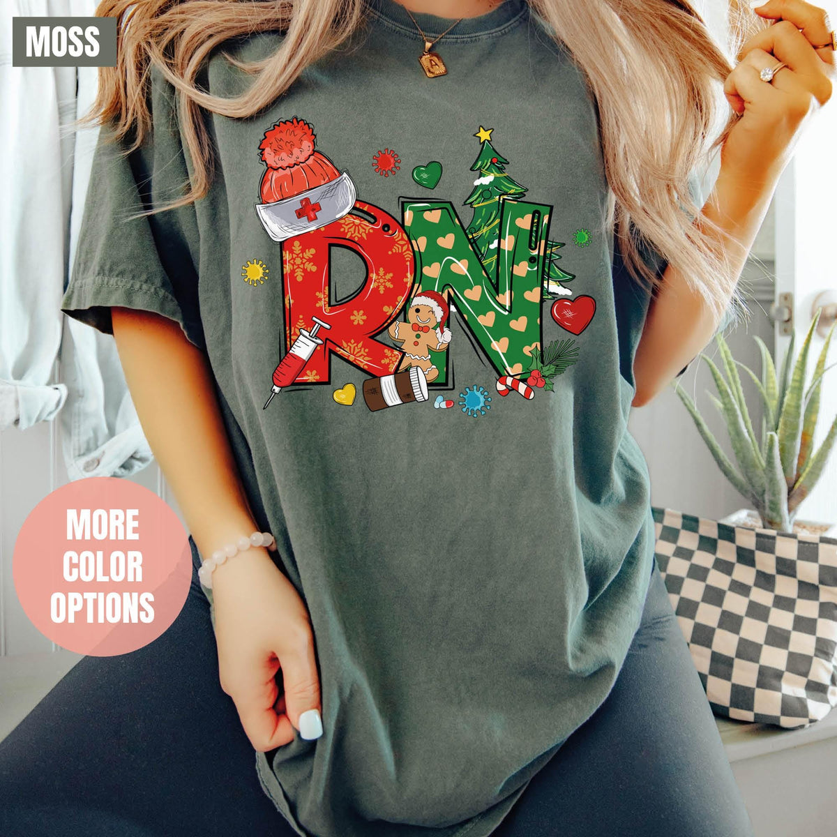 Christmas RN Shirt, Registered Nurse Holiday Shirt, Comfort Colors®, RN Festive Shirt, RN Shirt, Registered Nurse Christmas Gift, Nurse Gift