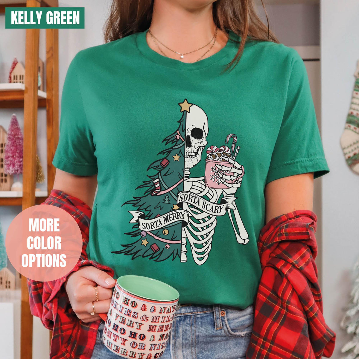 Sorta Merry Sorta Scary Sweatshirt, Funny Christmas Sweatshirt, Cute Spooky Season Sweatshirt, Christmas Skeleton Sweatshirt, Christmas Gift