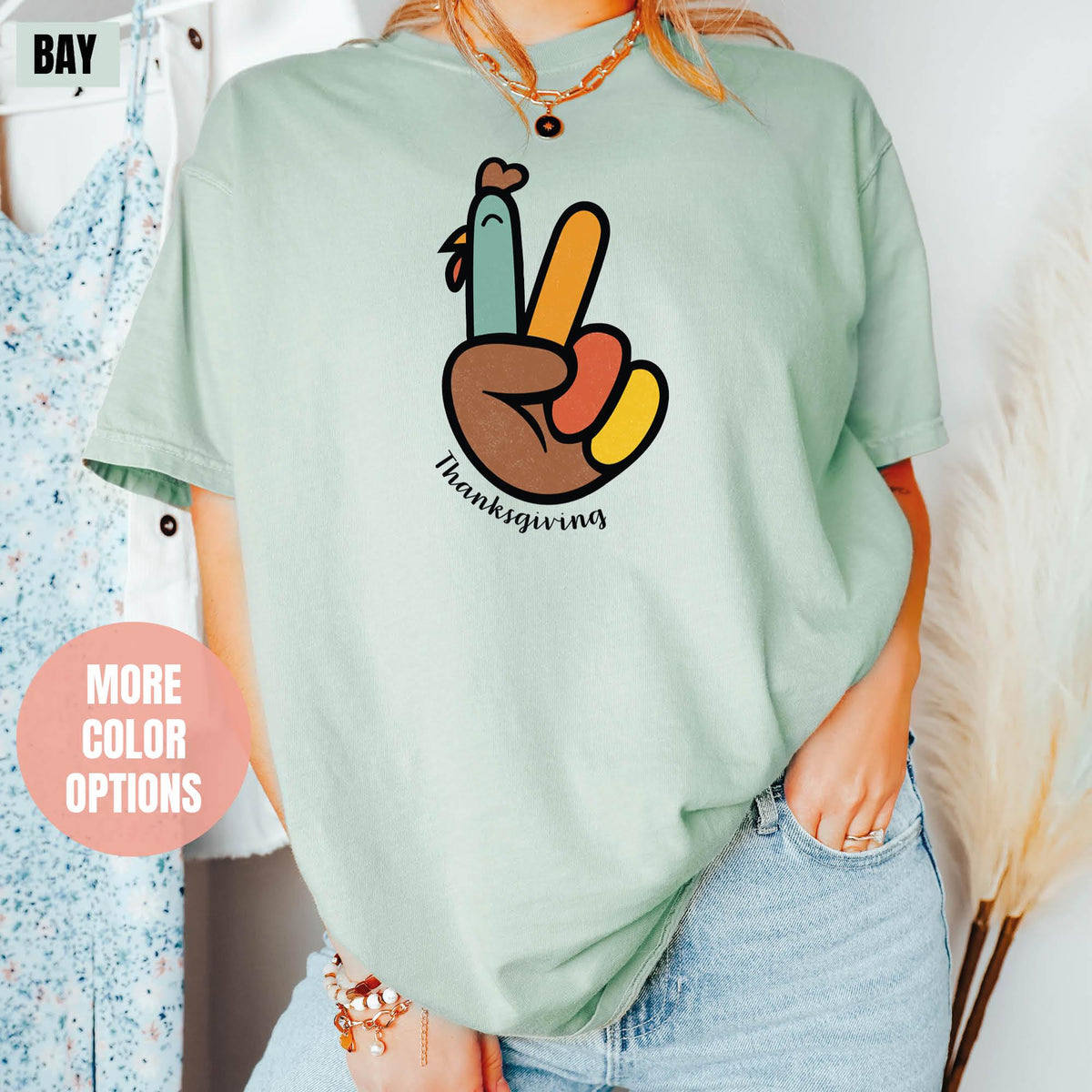 Peace Sign Turkey, Retro Thanksgiving Turkey Shirt, Comfort Colors®, Hello Thanksgiving T-shirts, Happy Thanksgiving, Gifts For Thanksgiving