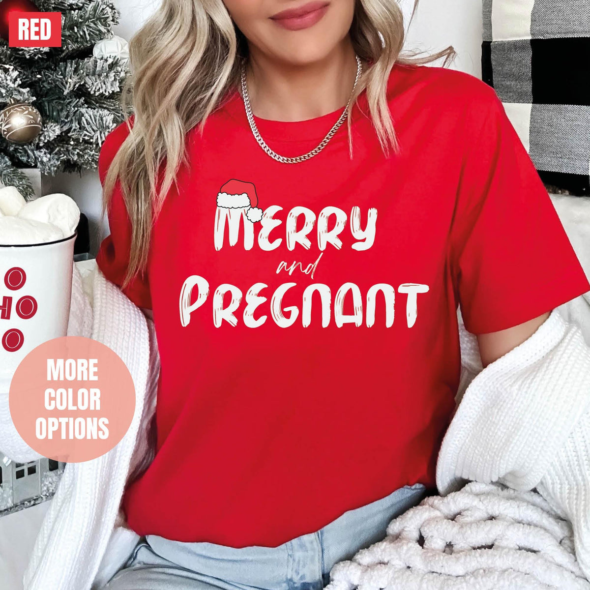 Merry And Pregnant Sweatshirt, Pregnancy Announcement Sweatshirt, Mom To Be Gift, Winter Sweatshirt, Christmas Mama Sweater, Xmas Baby Gifts