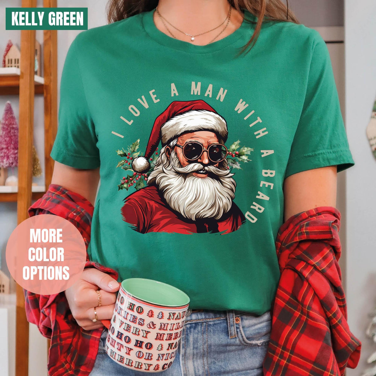 Funny Santa Beard Sweatshirt, Cute Christmas Sweatshirt, Christmas Gifts, I Love a Man with a Beard Santa Christmas Sweatshirt, Xmas Sweater