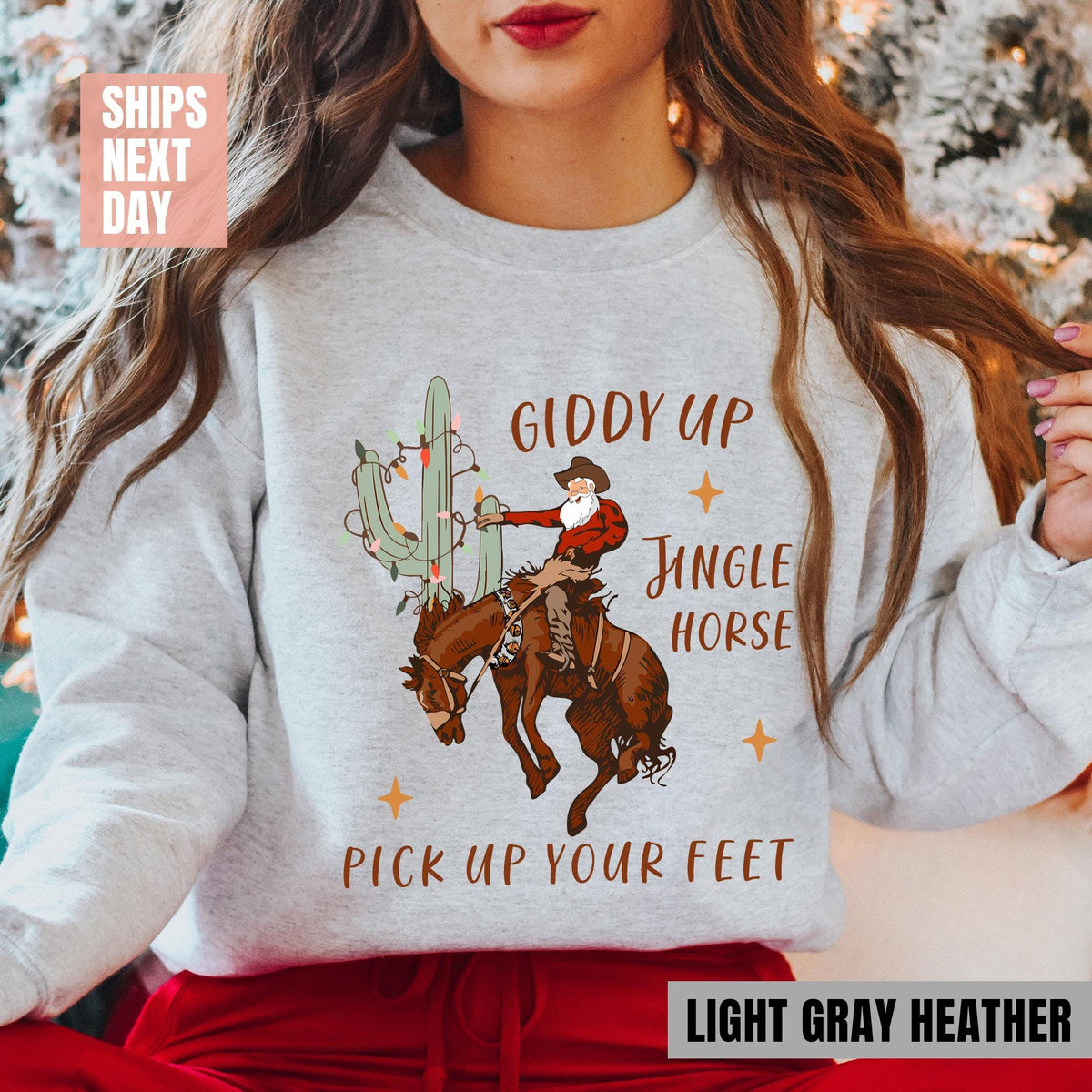 Cowboy Christmas Sweatshirt, Jingle Horse Pick Up Your Feet, Howdy Country Cowgirl T-shirts