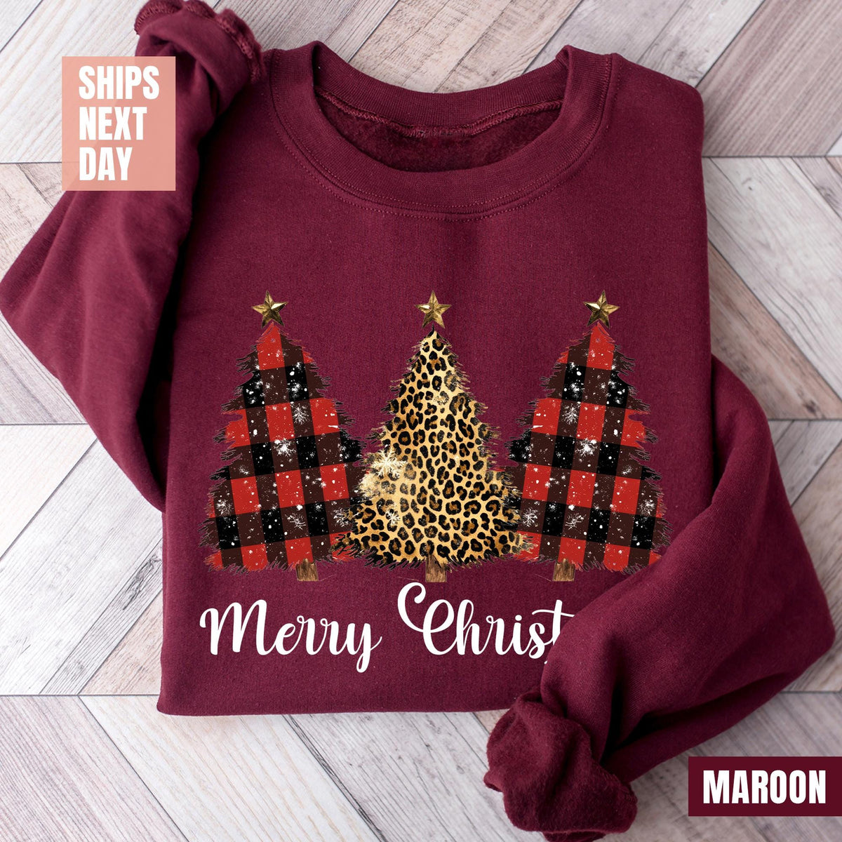 Retro Leopard Print Christmas Tree, Christmas Family Matching Shirt, Christmas Tree Shirt, Christmas Tree Sweatshirt, Christmas Tree Sweater