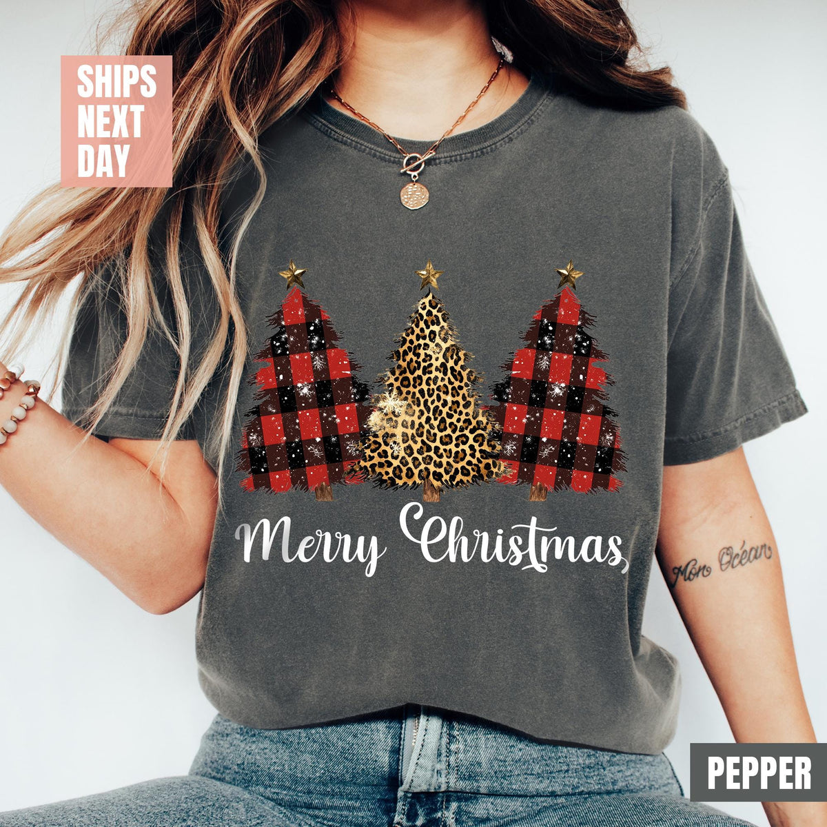 Retro Leopard Print Christmas Tree, Christmas Family Matching Shirt, Christmas Tree Shirt, Christmas Tree Sweatshirt, Christmas Tree Sweater