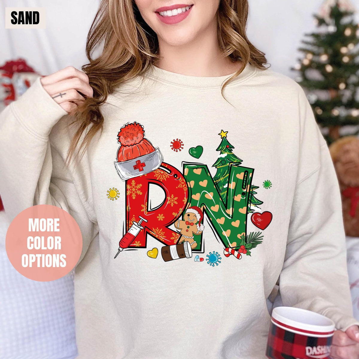 Christmas RN Sweatshirt, Registered Nurse Holiday Sweatshirt, RN Festive Sweatshirts, RN Sweatshirts, Registered Nurse Christmas Sweatshirt