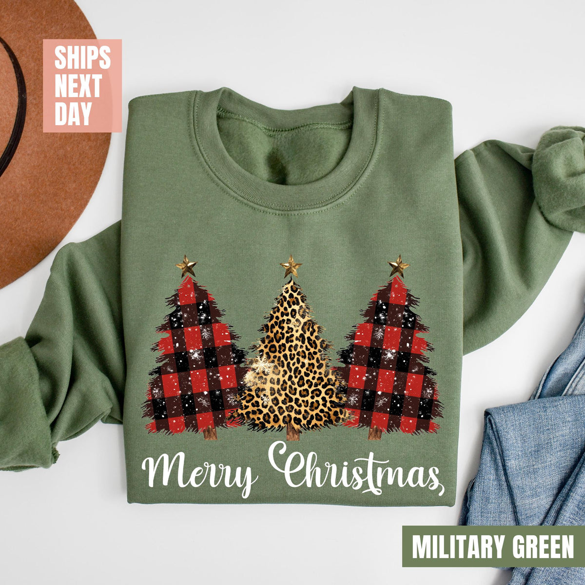 Retro Leopard Print Christmas Tree, Christmas Family Matching Shirt, Christmas Tree Shirt, Christmas Tree Sweatshirt, Christmas Tree Sweater