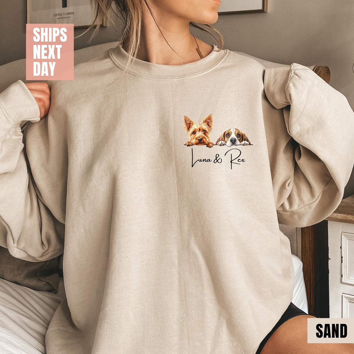 Custom Dog Mom Sweatshirt, Custom Dog Dad Sweatshirt, Personalized Dog Sweatshirts, Dog Lovers Sweatshirts, Father's Day Gifts, Gift for Mom