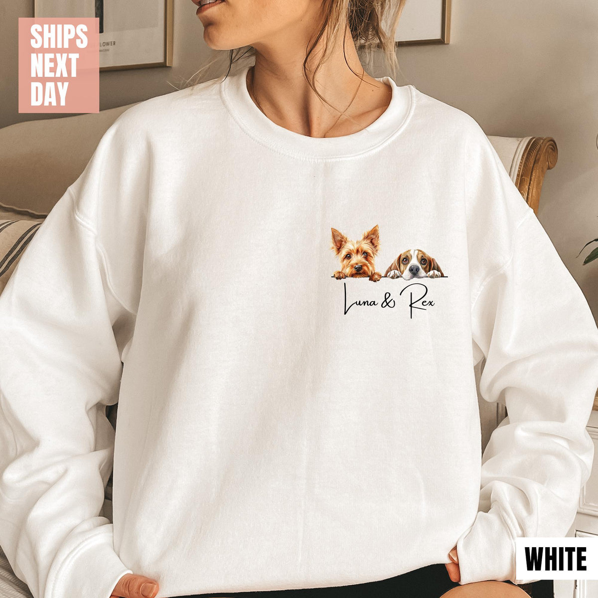 Custom Dog Mom Sweatshirt, Custom Dog Dad Sweatshirt, Personalized Dog Sweatshirts, Dog Lovers Sweatshirts, Father's Day Gifts, Gift for Mom