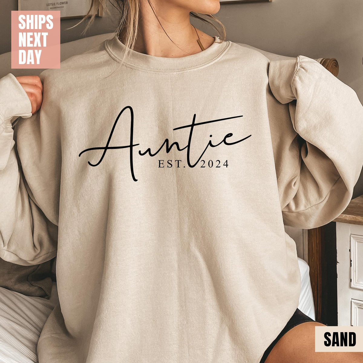 Custom Auntie Est Sweatshirt, Auntie Sweatshirt, Auntie Gift, Aunt Shirt, Christmas Gift Auntie, Mother's Day Sweatshirt, Mothers Day Shirt