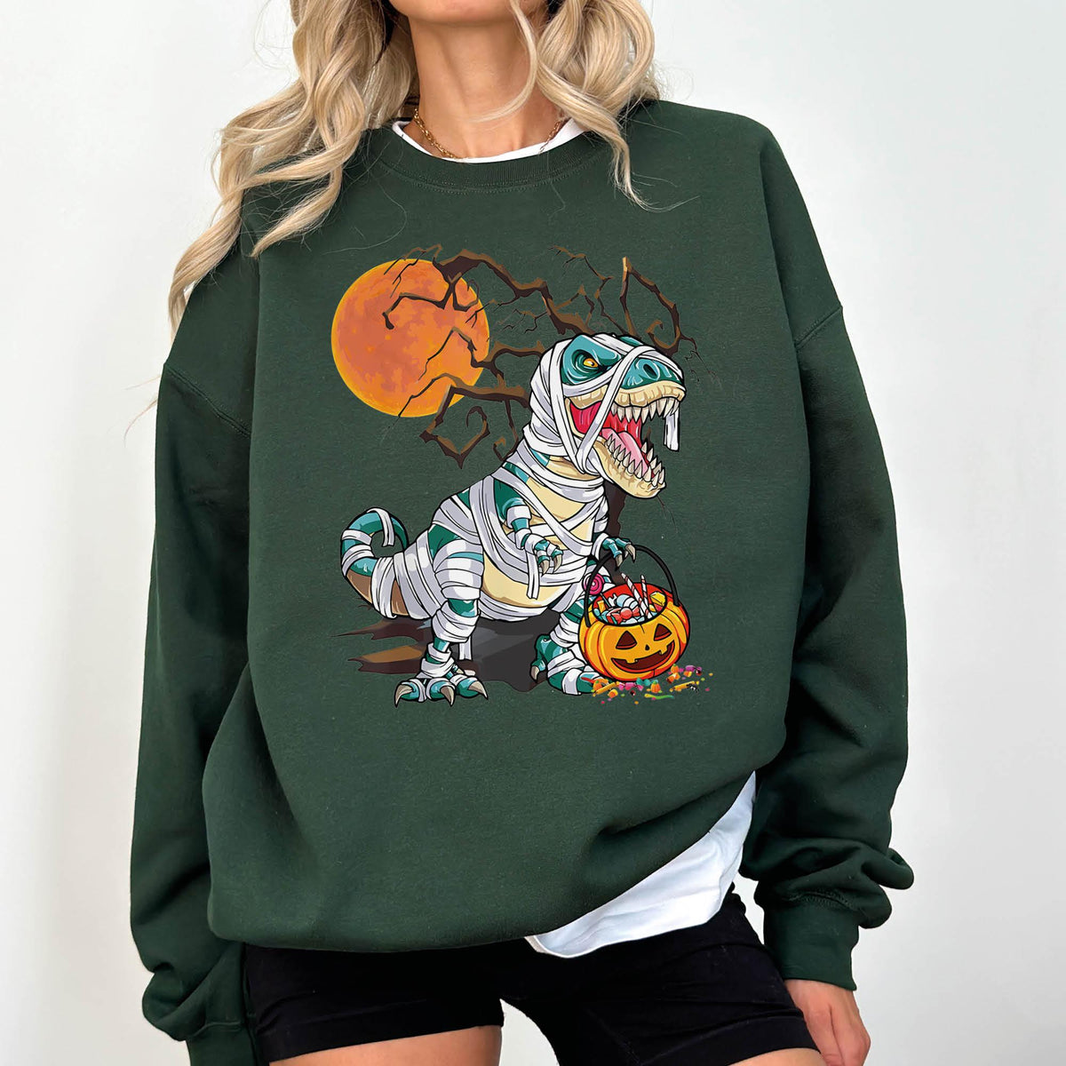 Halloween Sweatshirt, Dinosaur Skeleton T rex Scary Sweatshirt, Spooky Saurus Rex Sweatshirt, Dinosaur Halloween Gifts, Cute Halloween Gifts