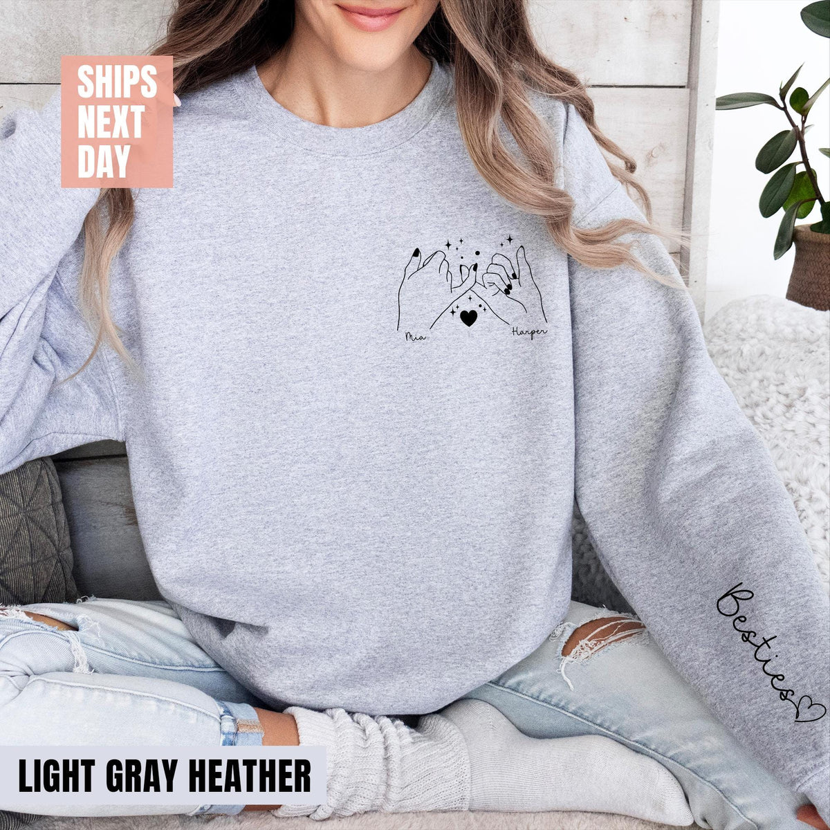 Custom Besties Sweatshirt, Best Friends Gift, Custom Sweatshirt, Best Friend Sweatshirts, Personalized Gifts, Best Friend Christmas T-shirts