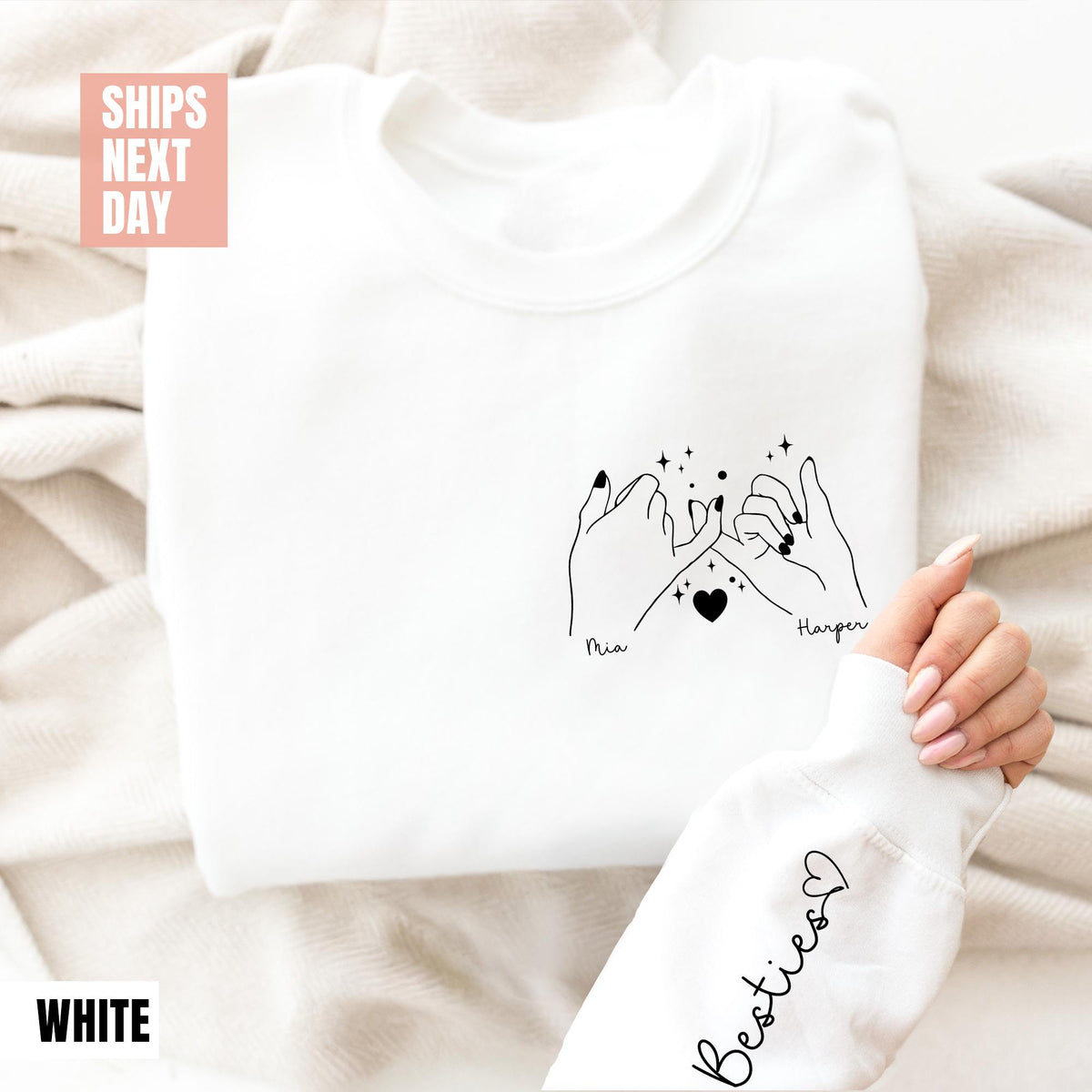 Custom Besties Sweatshirt, Best Friends Gift, Custom Sweatshirt, Best Friend Sweatshirts, Personalized Gifts, Best Friend Christmas T-shirts