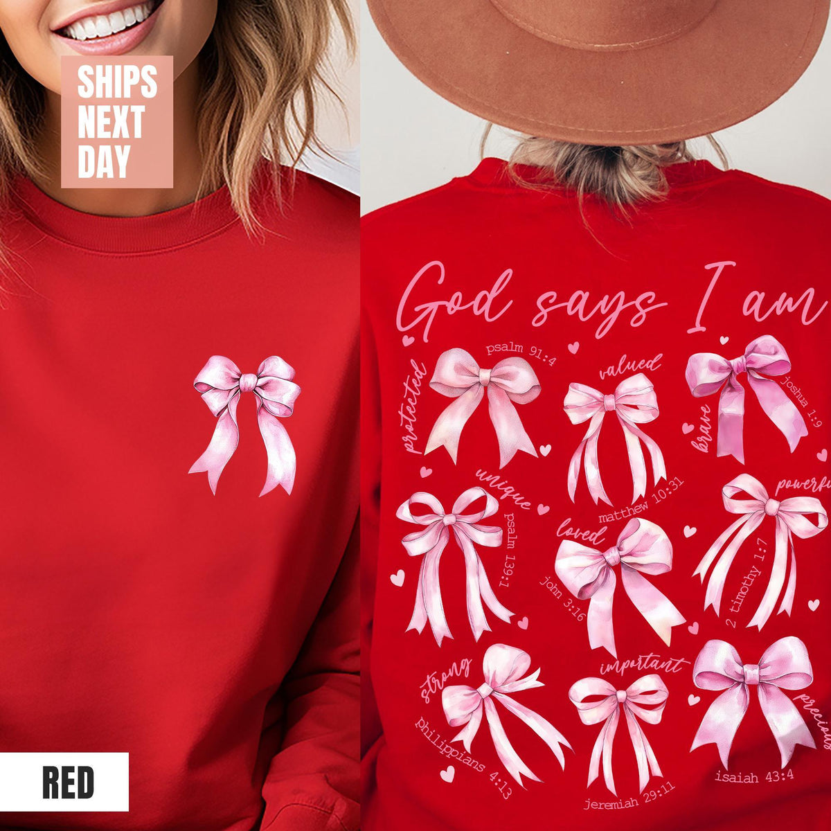 God Says I Am Coquette Bow Sweatshirt, Women's Christian Sweatshirt, Balletcore Christian Sweatshirt, Christian Girl Gift, Pink Coquette Bow