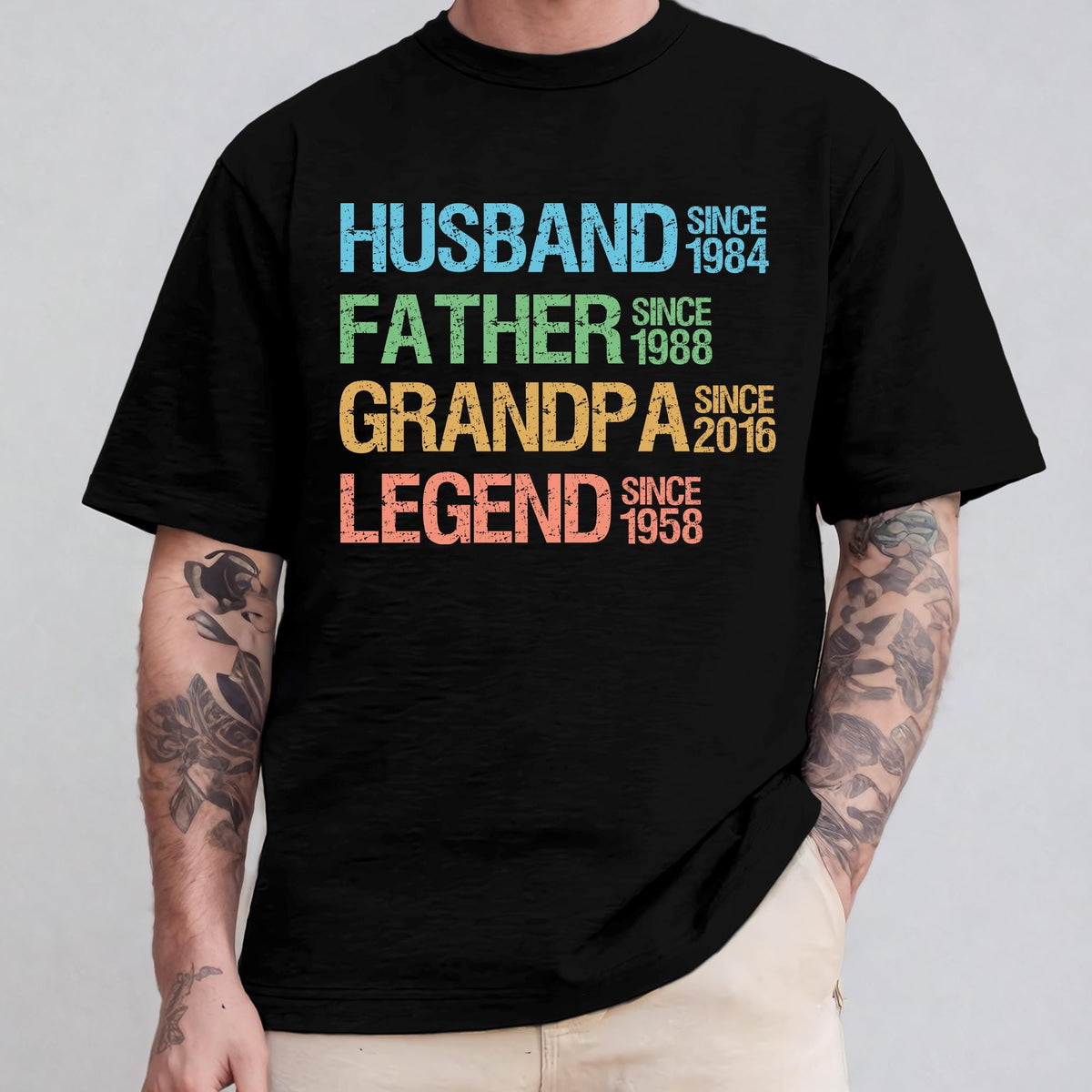 Personalized Dad Grandpa Shirt, Father's Day Shirt, Husband Father Grandpa Legend, Funny Dad Birthday Gift for Men, Grandfather Custom Dates