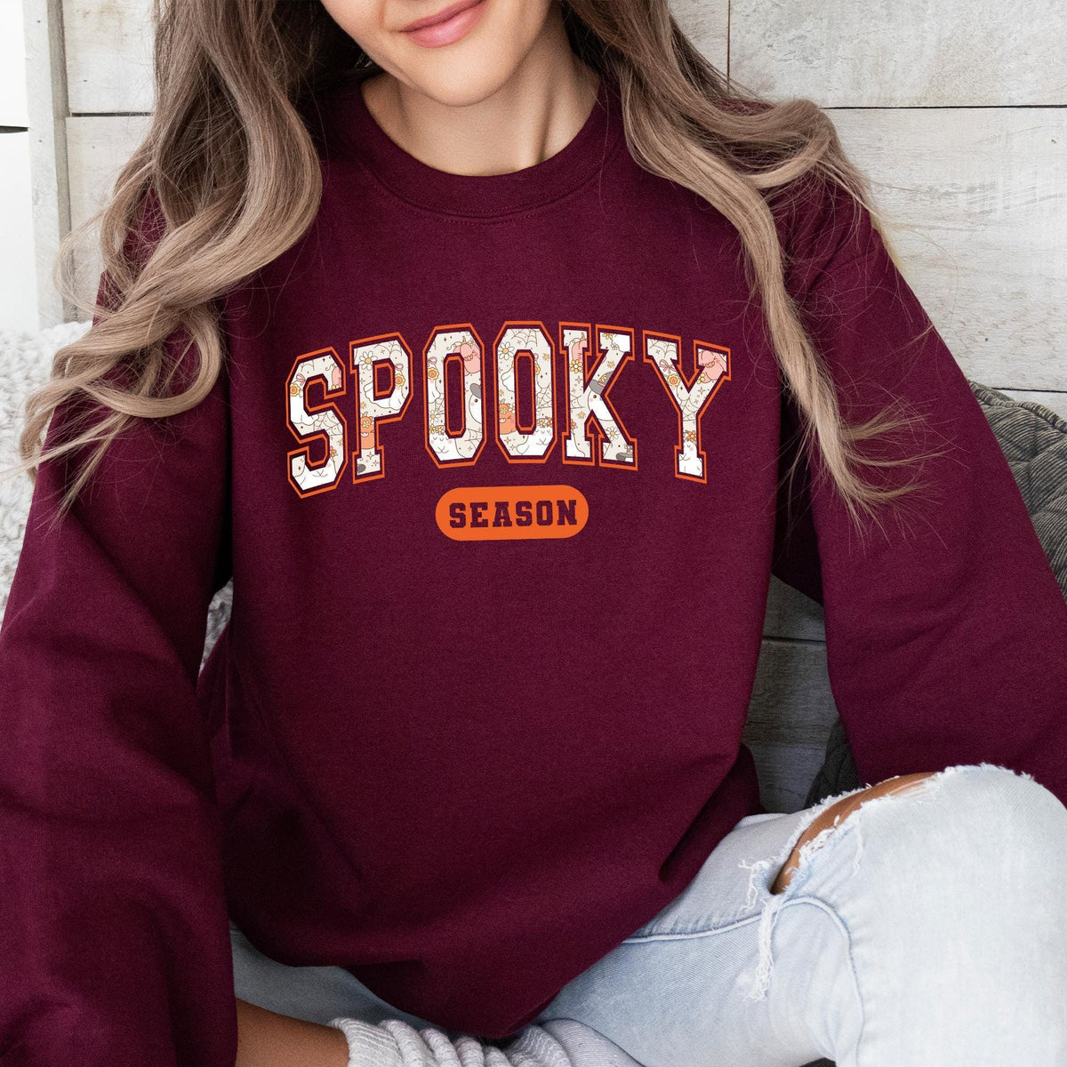Cute Spooky Season Sweatshirt, Halloween Sweatshirt, Cute Fall Sweater, Gift For Halloween, Spooky Season Shirt, Womens Halloween Sweatshirt
