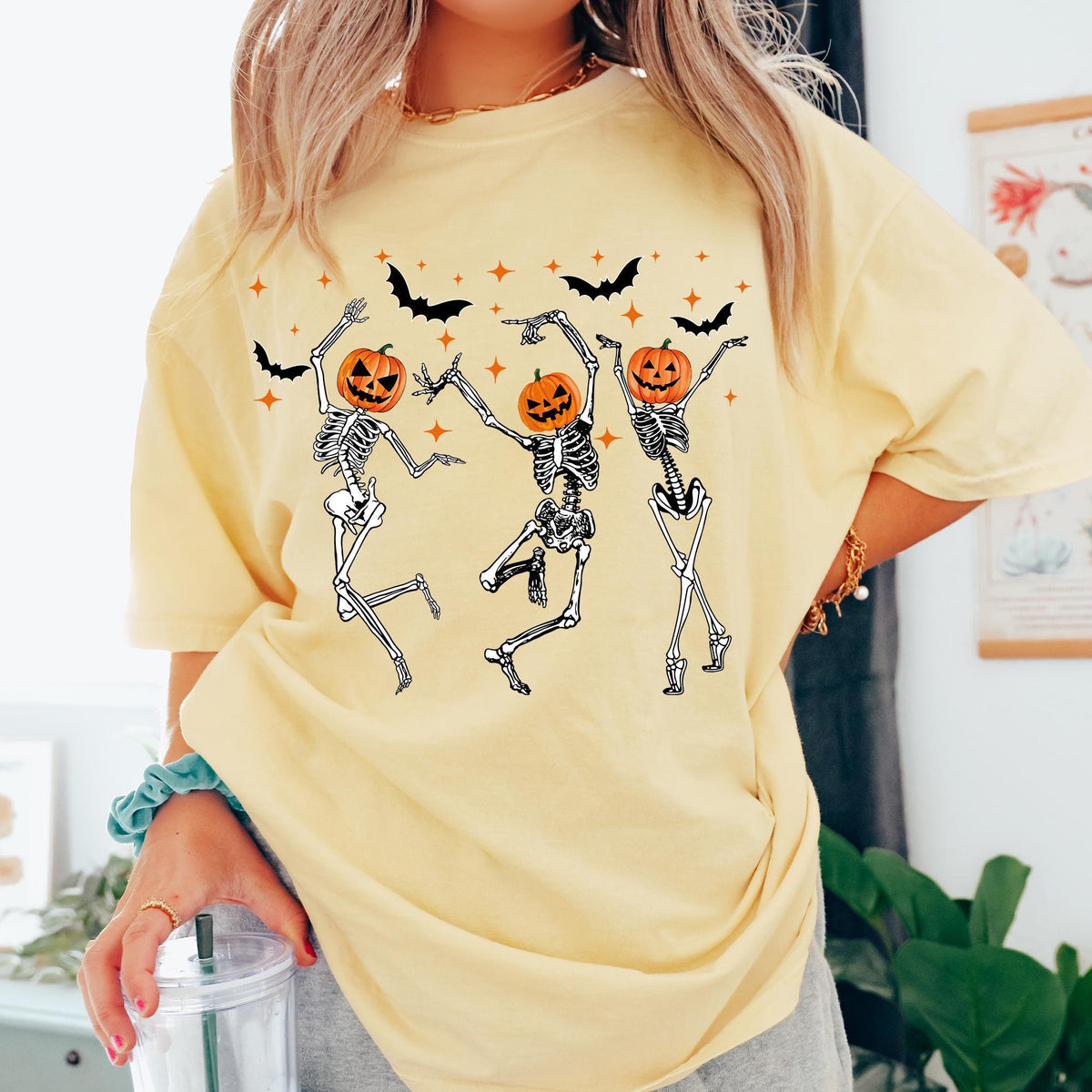 Skeleton Halloween Shirt, Pumpkin Halloween Sweatshirt, Fall Sweater Spooky Season Tee, Fall Shirts for Women, Pumpkin Shirt, Halloween Tees