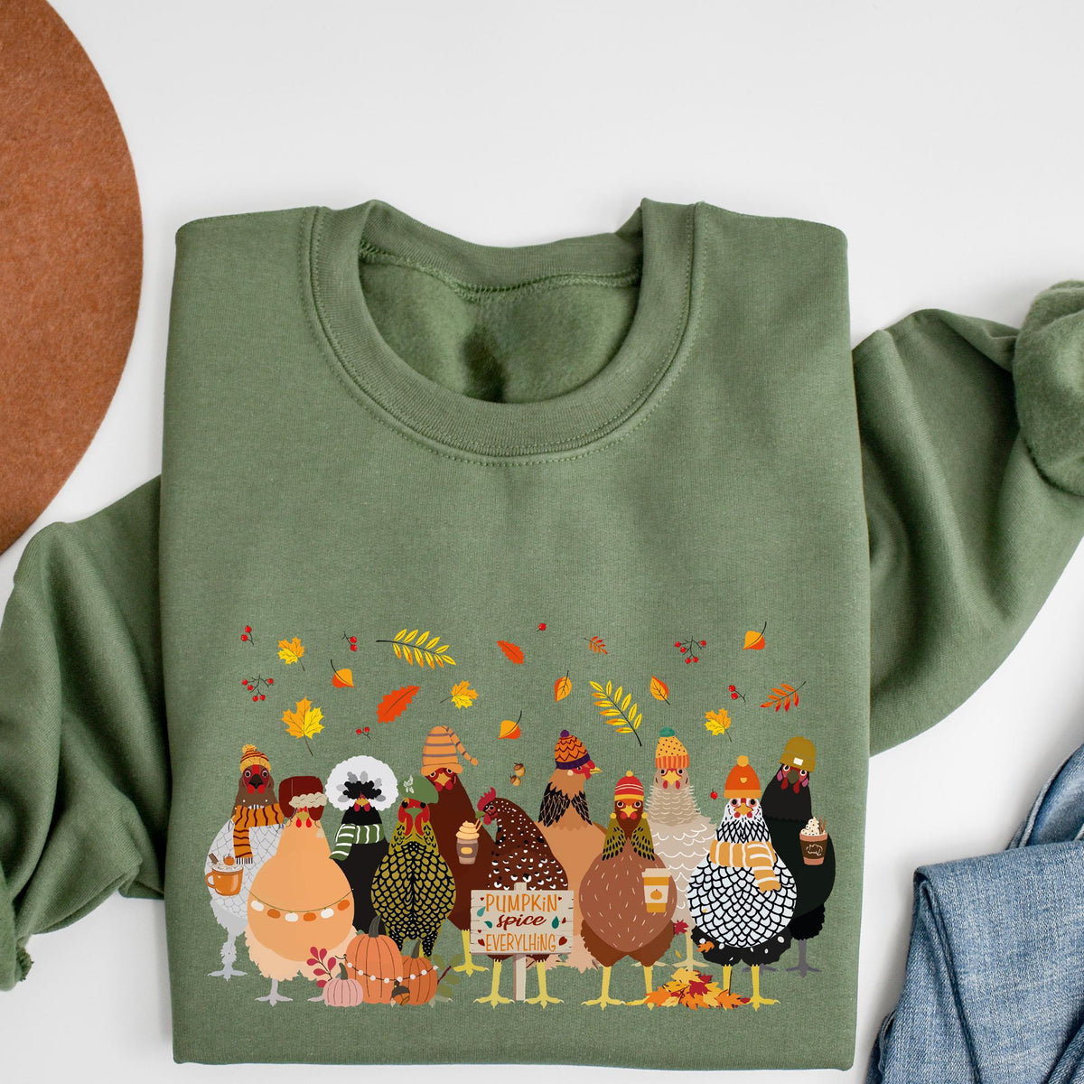 Humorous Fall Chickens Shirt, Fall Chickens Sweater, Women Fall Sweatshirt, Chicken Lover Fall T-shirt, Autumn Chicken Sweater, Fall Sweater