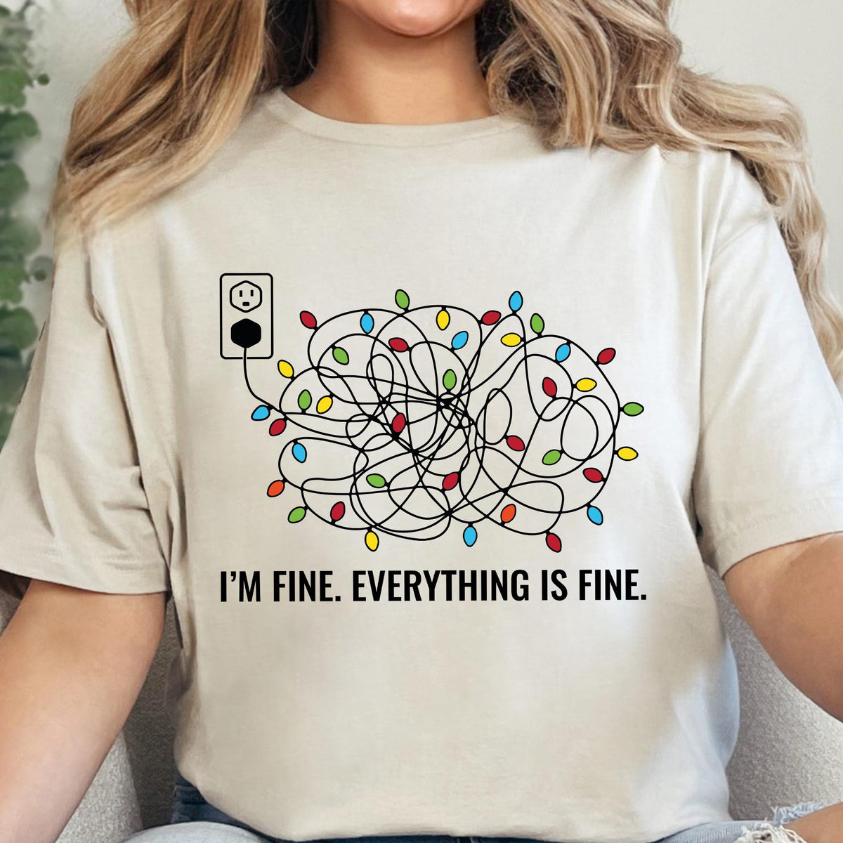 I'm Fine Everything Is Fine Sweatshirt, Christmas Sweatshirt, Christmas Sweatshirt Women, Christmas Lights Sweatshirt, Sweatshirt Women Gift