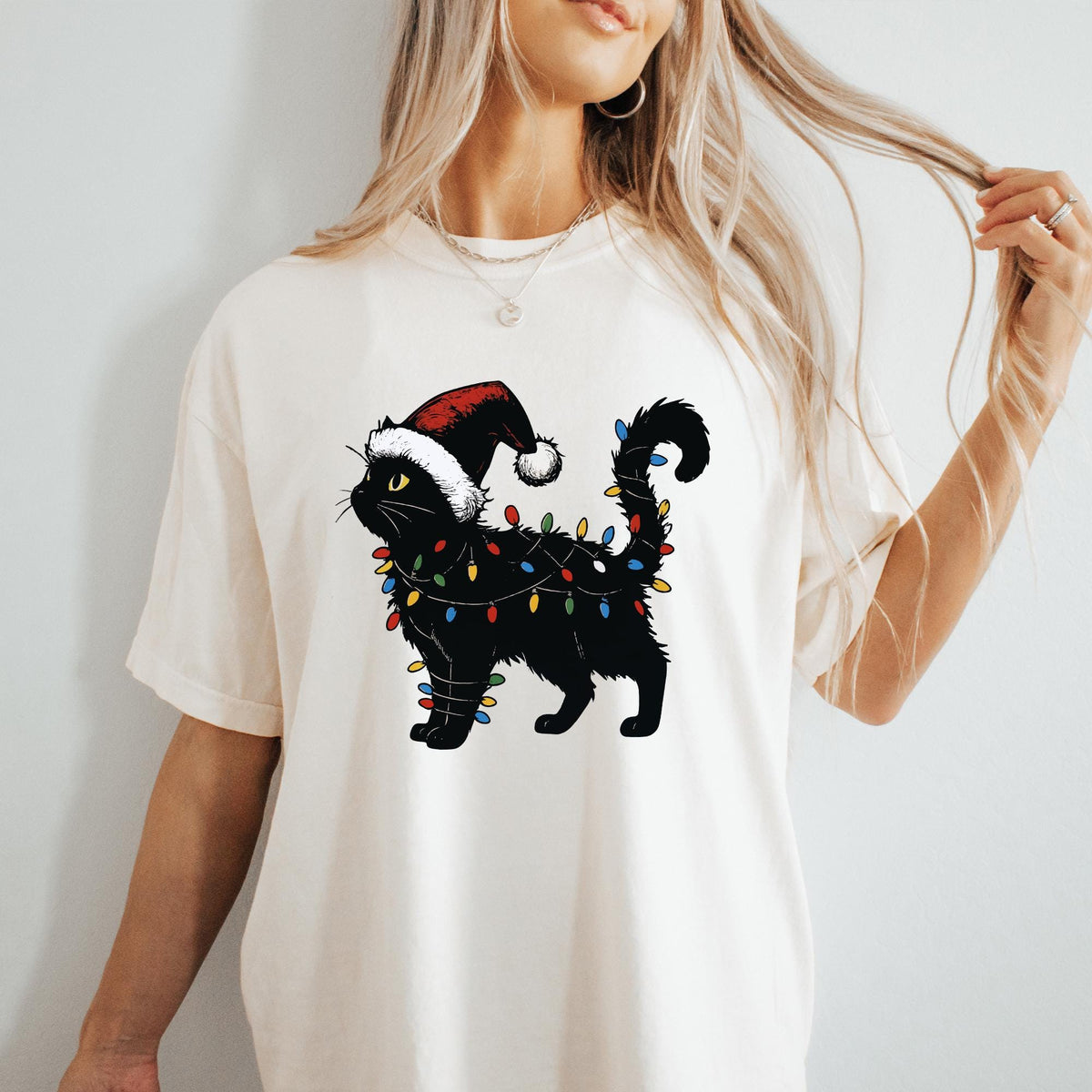 Comfort Colors® Cute Cat Christmas Shirt, Cat Mom Christmas Gift, Funny Christmas Cat Shirt, Cat Lover Christmas Gift, Womens Holiday Shirts