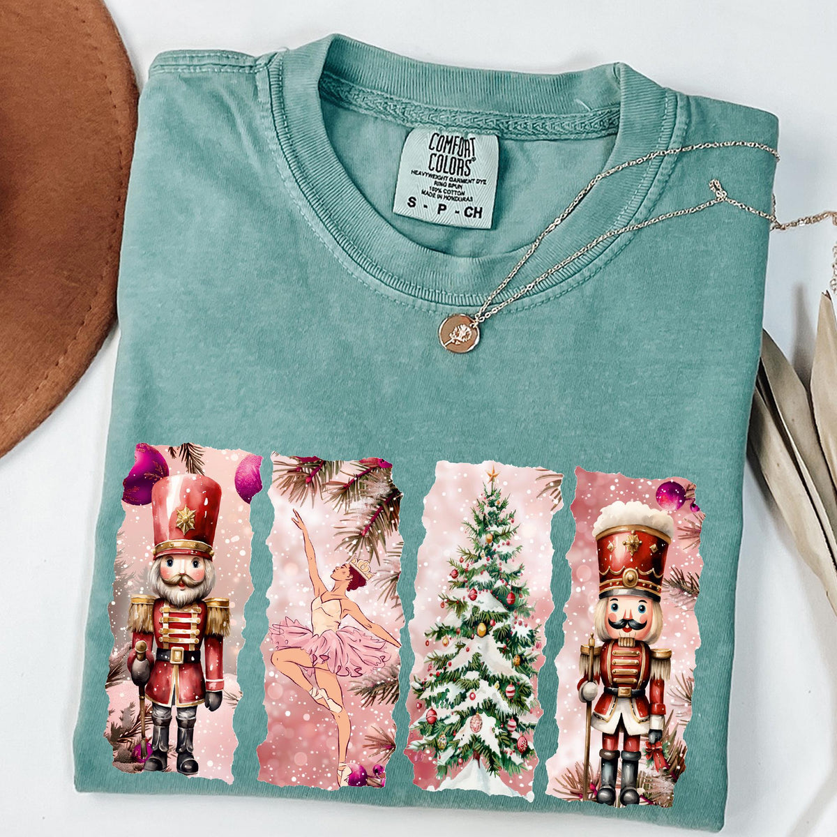 Comfort Colors® Nutcracker Christmas Shirt, Women's Holiday T-shirt, Holiday Party Gift, Festive Christmas Shirt, Watercolor Holiday T-shirt