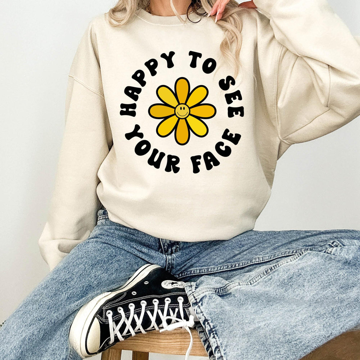 Teacher Back To School Sweatshirt, Happy To See Your Face Sweatshirt, Cute Teacher Sweatshirt, New Teacher Gifts, Groovy Teacher Sweatshirt