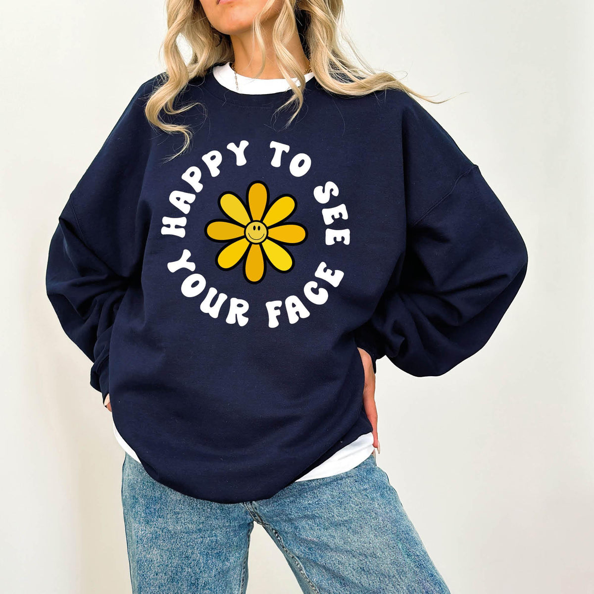 Teacher Back To School Sweatshirt, Happy To See Your Face Sweatshirt, Cute Teacher Sweatshirt, New Teacher Gifts, Groovy Teacher Sweatshirt