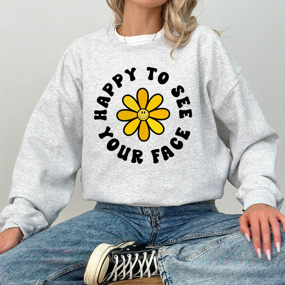 Teacher Back To School Sweatshirt, Happy To See Your Face Sweatshirt, Cute Teacher Sweatshirt, New Teacher Gifts, Groovy Teacher Sweatshirt