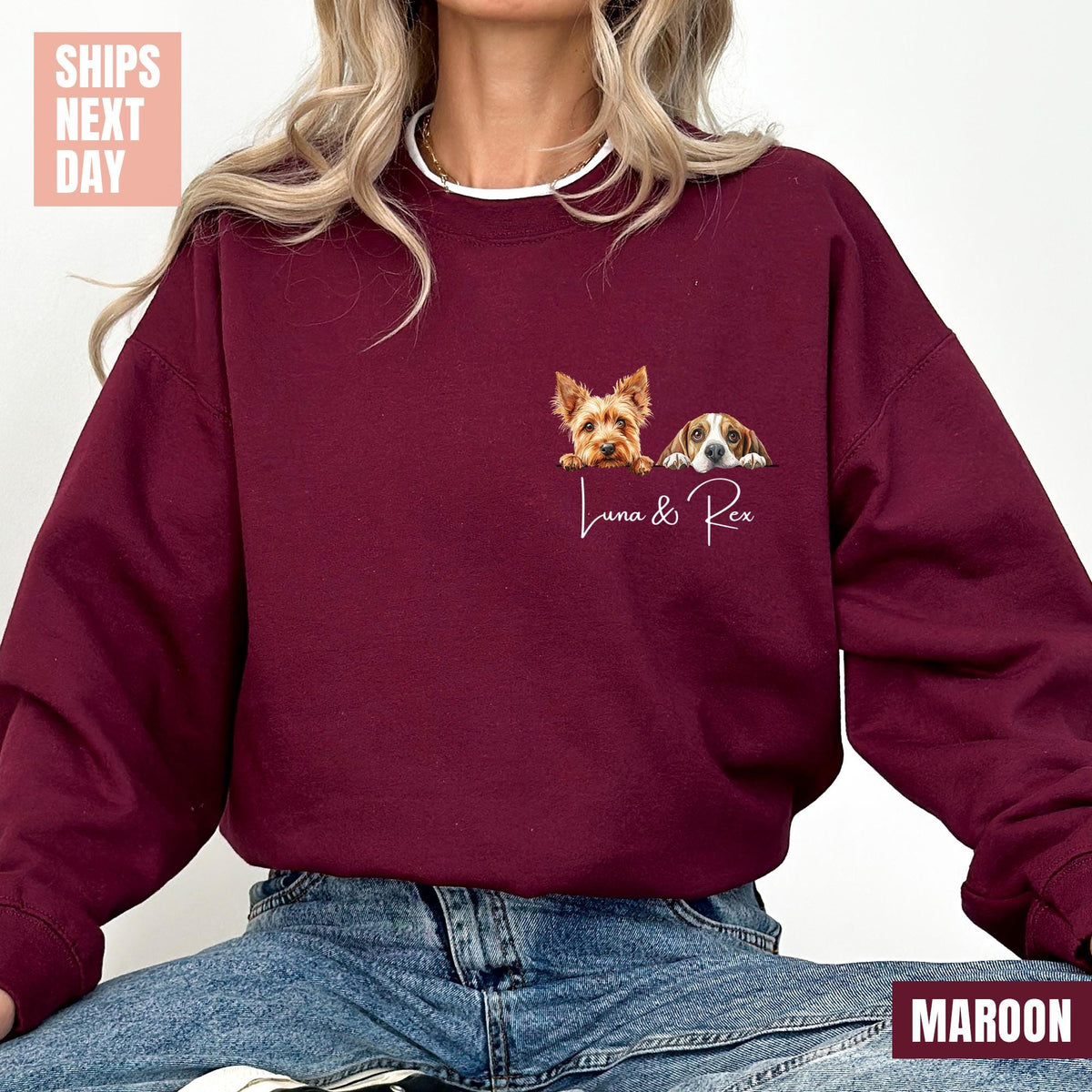 Custom Dog Mom Sweatshirt, Custom Dog Dad Sweatshirt, Personalized Dog Sweatshirts, Dog Lovers Sweatshirts, Father's Day Gifts, Gift for Mom