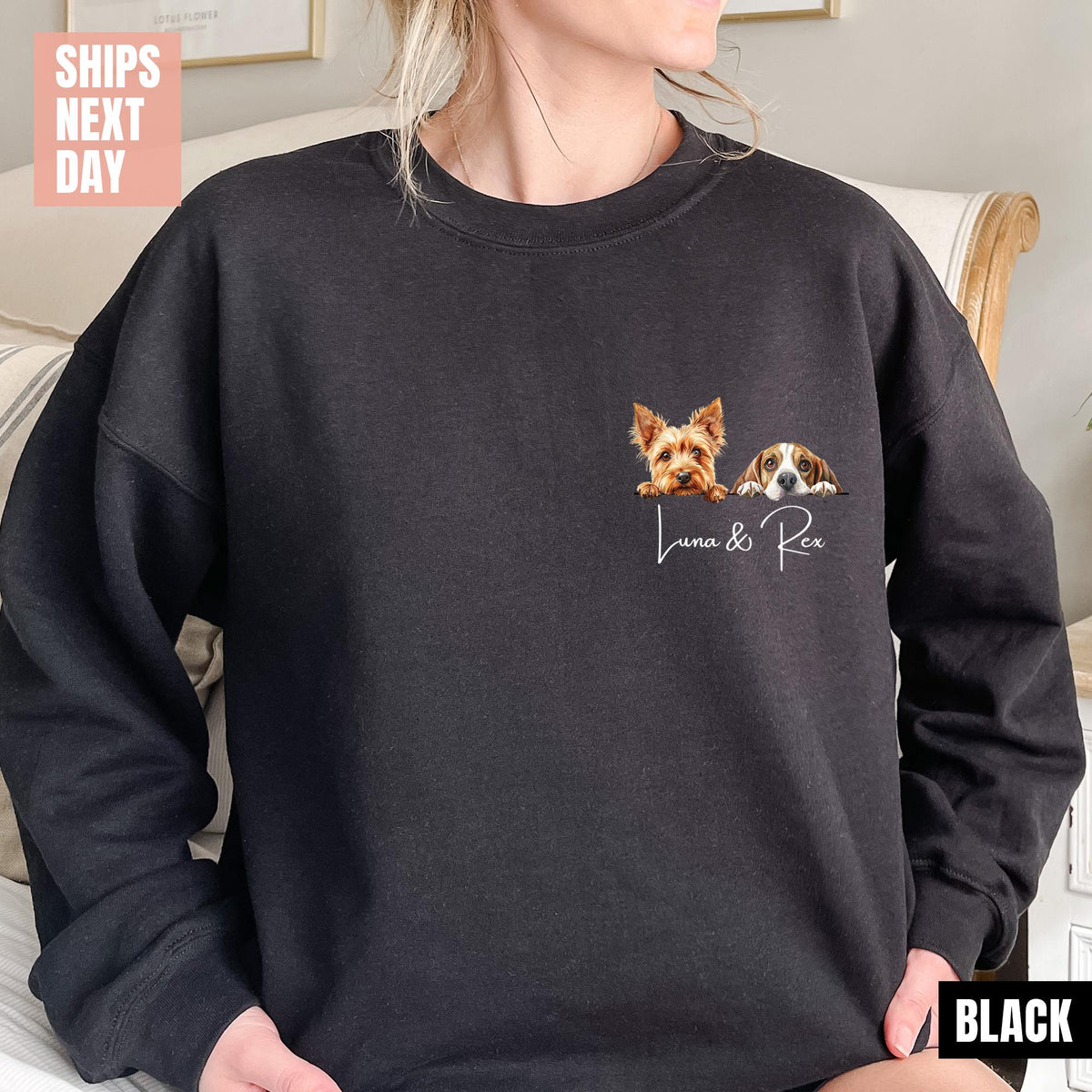 Custom Dog Mom Sweatshirt, Custom Dog Dad Sweatshirt, Personalized Dog Sweatshirts, Dog Lovers Sweatshirts, Father's Day Gifts, Gift for Mom