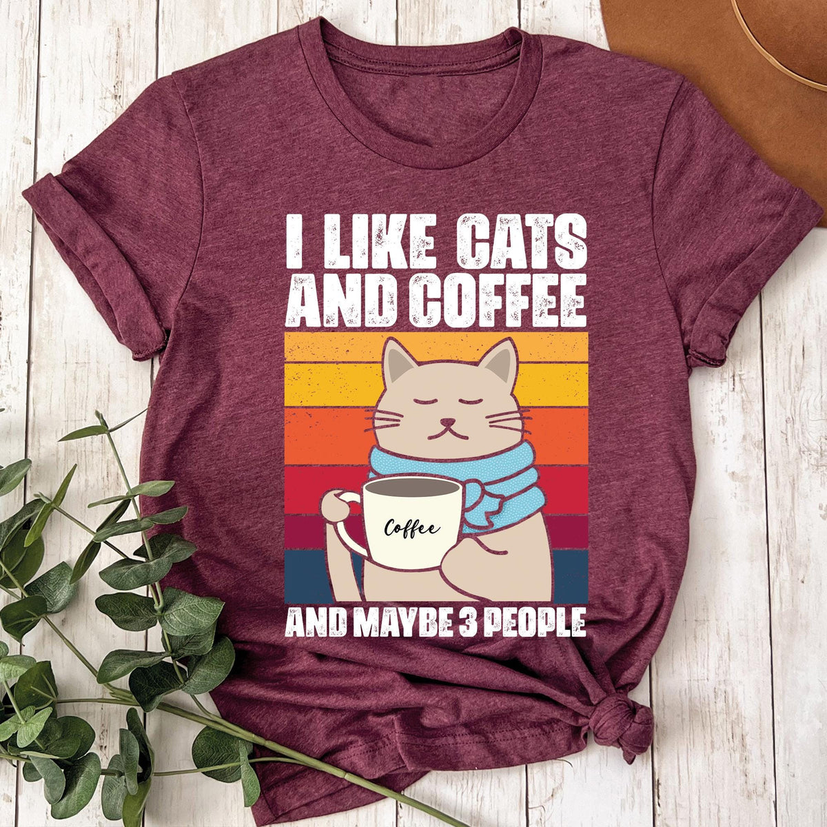 I Like Cats And Coffee Shirt, Coffee Lover Shirt, Funny Cat Shirt, Cat Mom Gift, Retro Coffee T-shirt, Vintage Cat Shirt, Cat Lover T-shirts