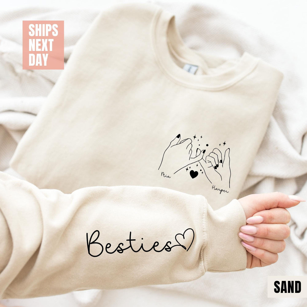 Custom Besties Sweatshirt, Best Friends Gift, Custom Sweatshirt, Best Friend Sweatshirts, Personalized Gifts, Best Friend Christmas T-shirts