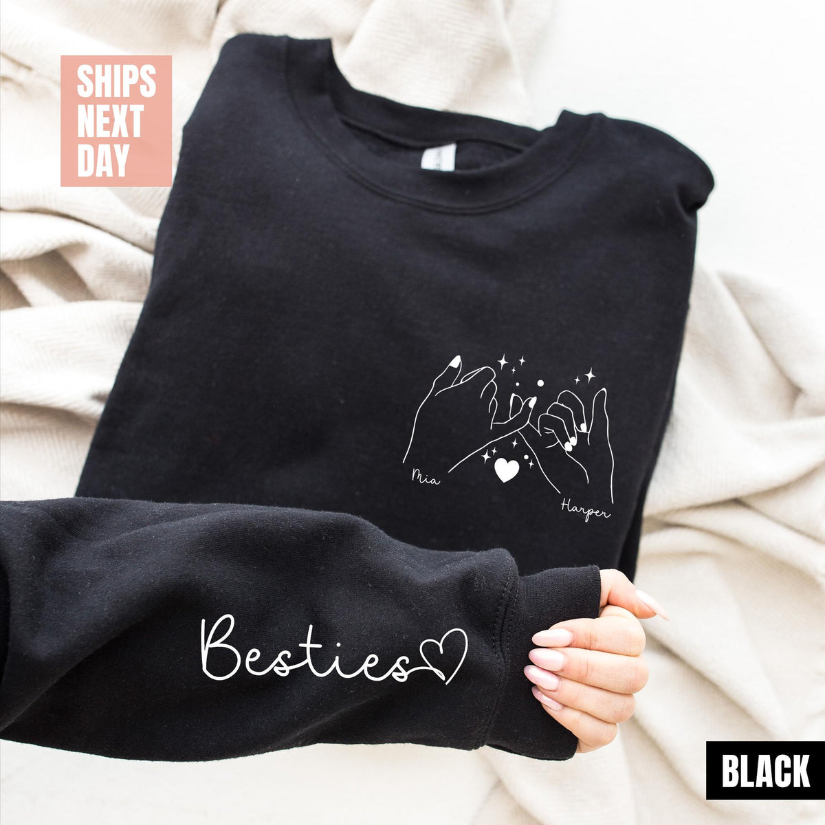 Custom Besties Sweatshirt, Best Friends Gift, Custom Sweatshirt, Best Friend Sweatshirts, Personalized Gifts, Best Friend Christmas T-shirts