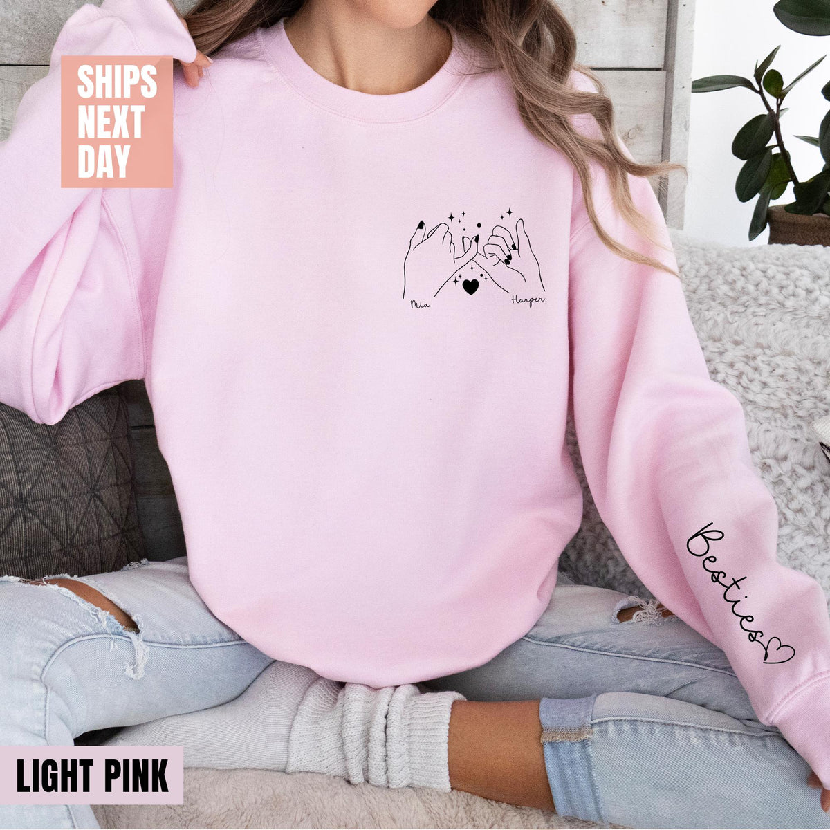 Custom Besties Sweatshirt, Best Friends Gift, Custom Sweatshirt, Best Friend Sweatshirts, Personalized Gifts, Best Friend Christmas T-shirts