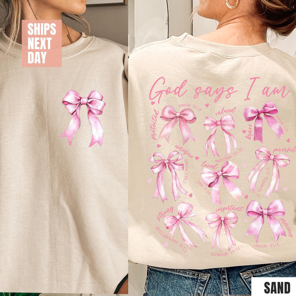 God Says I Am Coquette Bow Sweatshirt, Women's Christian Sweatshirt, Balletcore Christian Sweatshirt, Christian Girl Gift, Pink Coquette Bow