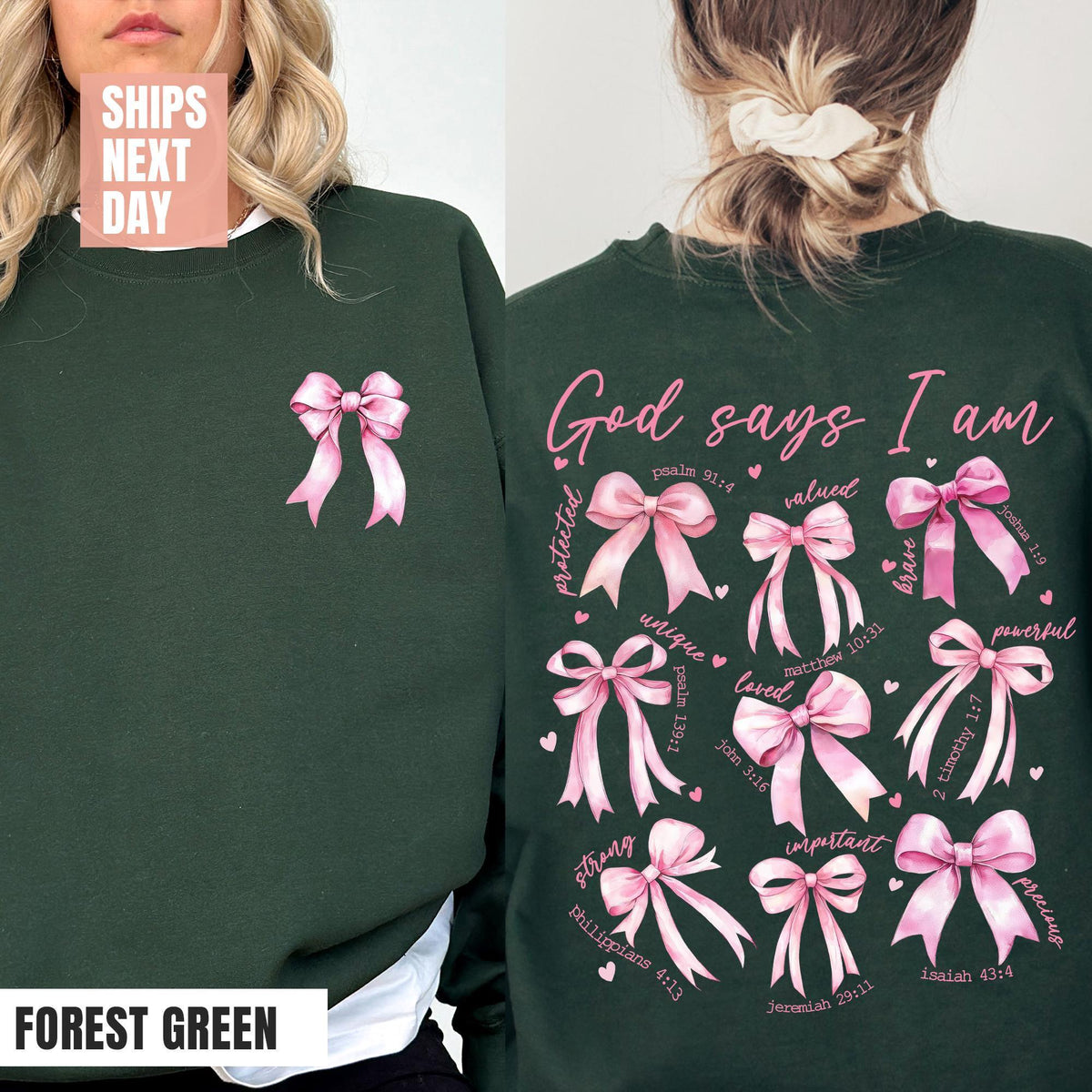 God Says I Am Coquette Bow Sweatshirt, Women's Christian Sweatshirt, Balletcore Christian Sweatshirt, Christian Girl Gift, Pink Coquette Bow