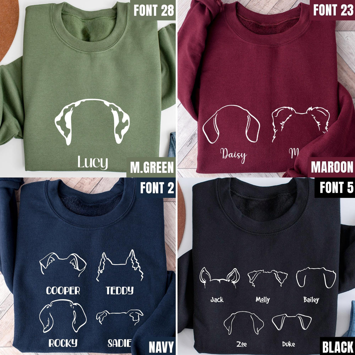 Custom Dog Sweatshirt, Personalized Dog Ears Sweatshirt with Name, Christmas Gift, Dog Dad Gift for Pet Gift for Him, Pet Lovers Sweatshirt