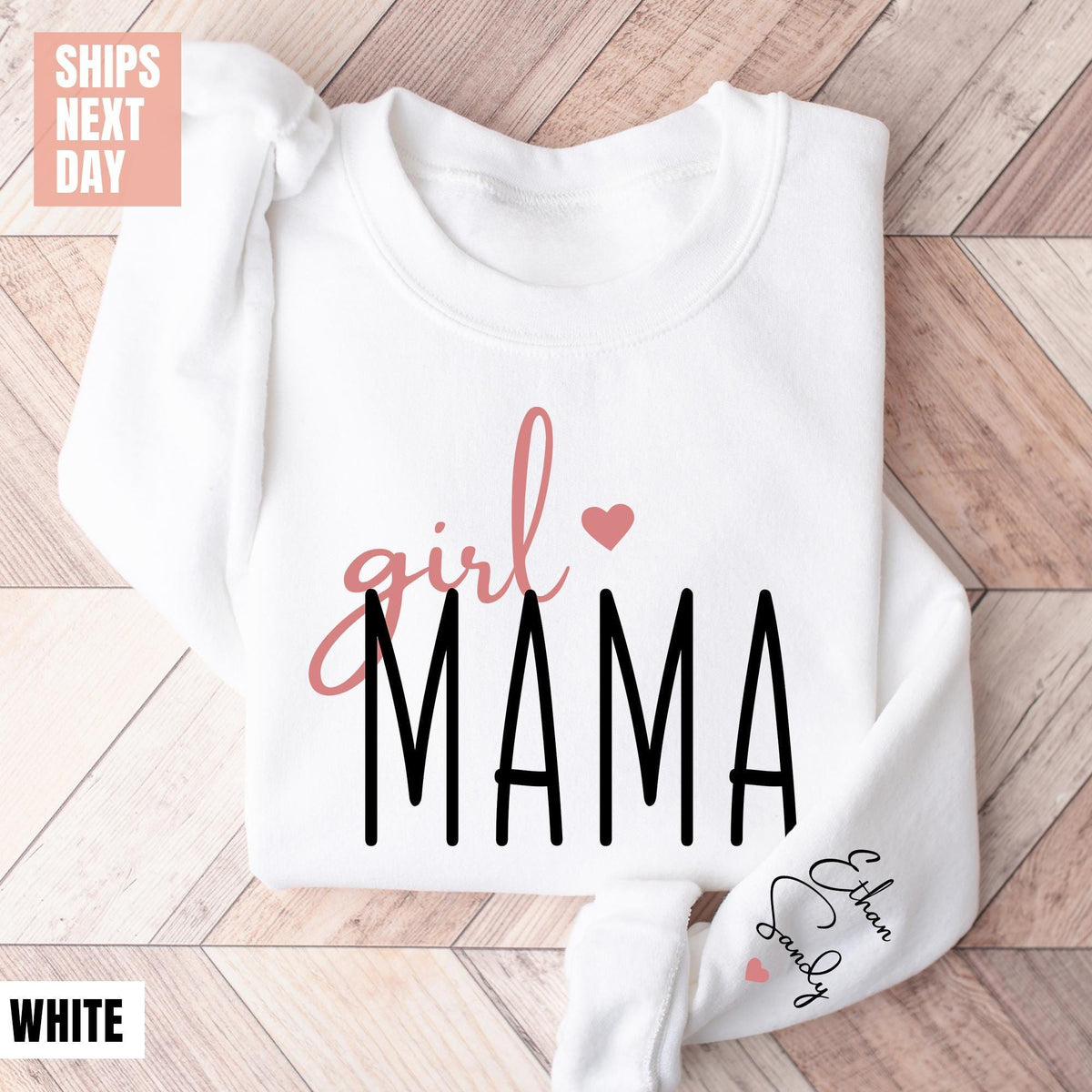 Personalized Girl Mama Sweatshirt, Custom Mom Of Girls Sweater, New Mama Outfit, Cute Birthday Mommy Gifts, Baby Announcement Momma Clothing