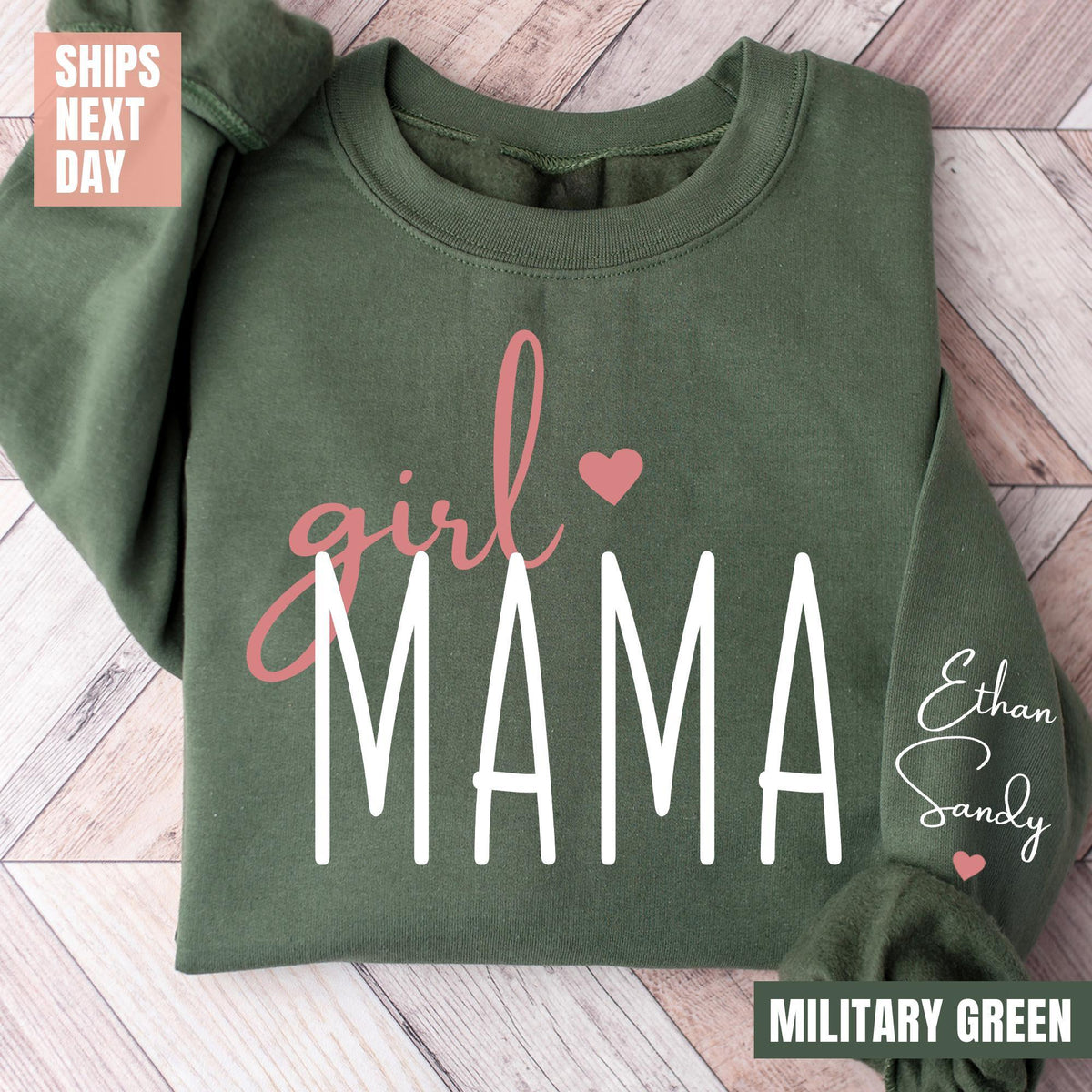 Personalized Girl Mama Sweatshirt, Custom Mom Of Girls Sweater, New Mama Outfit, Cute Birthday Mommy Gifts, Baby Announcement Momma Clothing