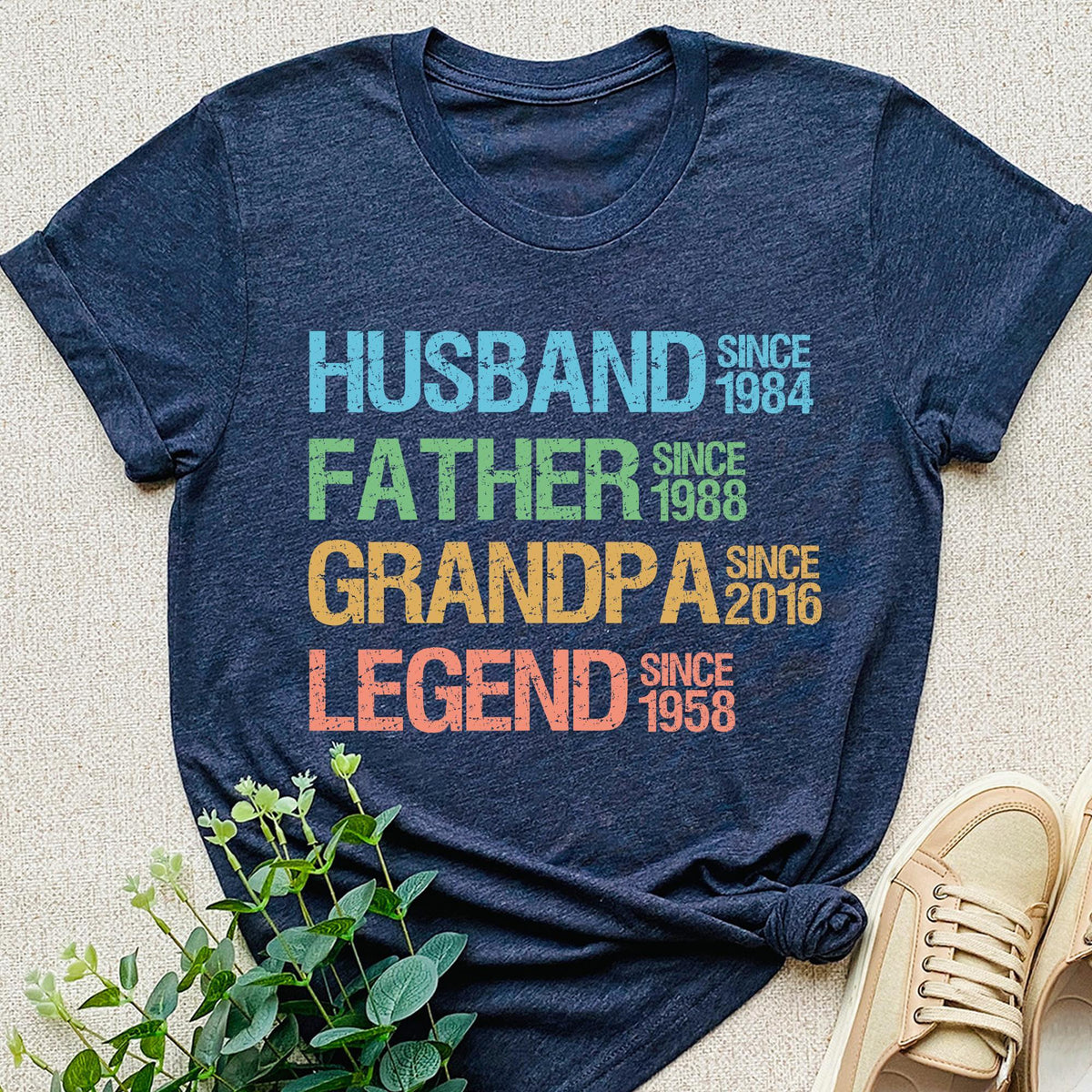 Personalized Dad Grandpa Shirt, Father's Day Shirt, Husband Father Grandpa Legend, Funny Dad Birthday Gift for Men, Grandfather Custom Dates